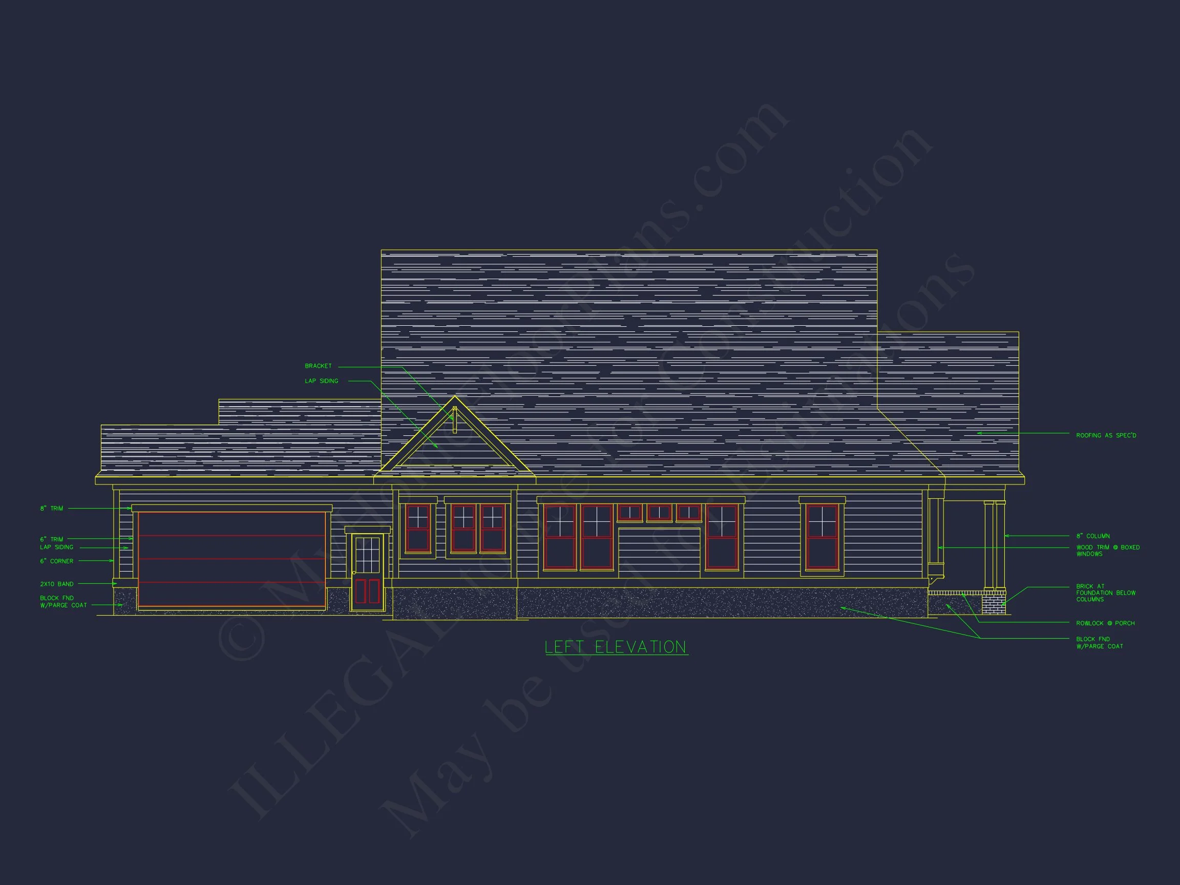 10-1806 HOUSE PLAN - Craftsman House Plan | 2-Floor Blueprint CAD with 3 Bedrooms 5 Craftsman house Plan