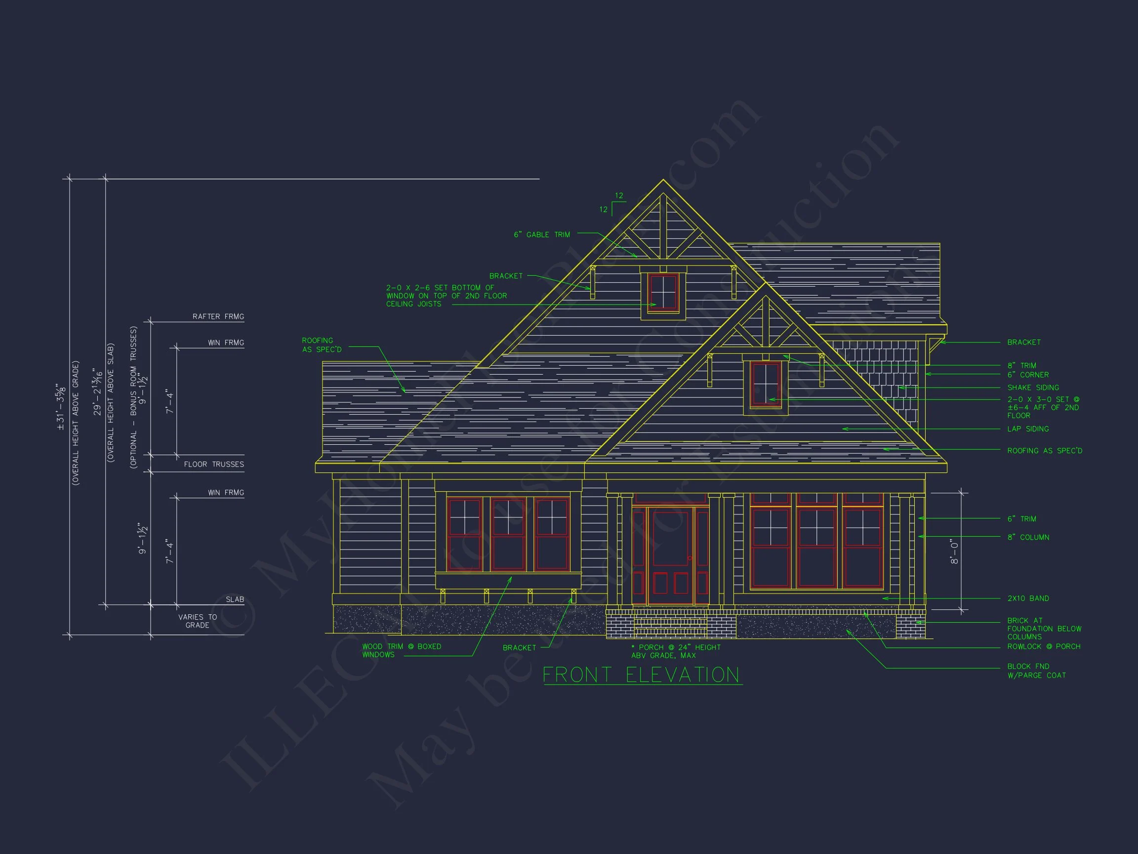 10-1806 HOUSE PLAN - Craftsman House Plan | 2-Floor Blueprint CAD with 3 Bedrooms 2 2-Floor Blueprint CAD with 3 Bedrooms