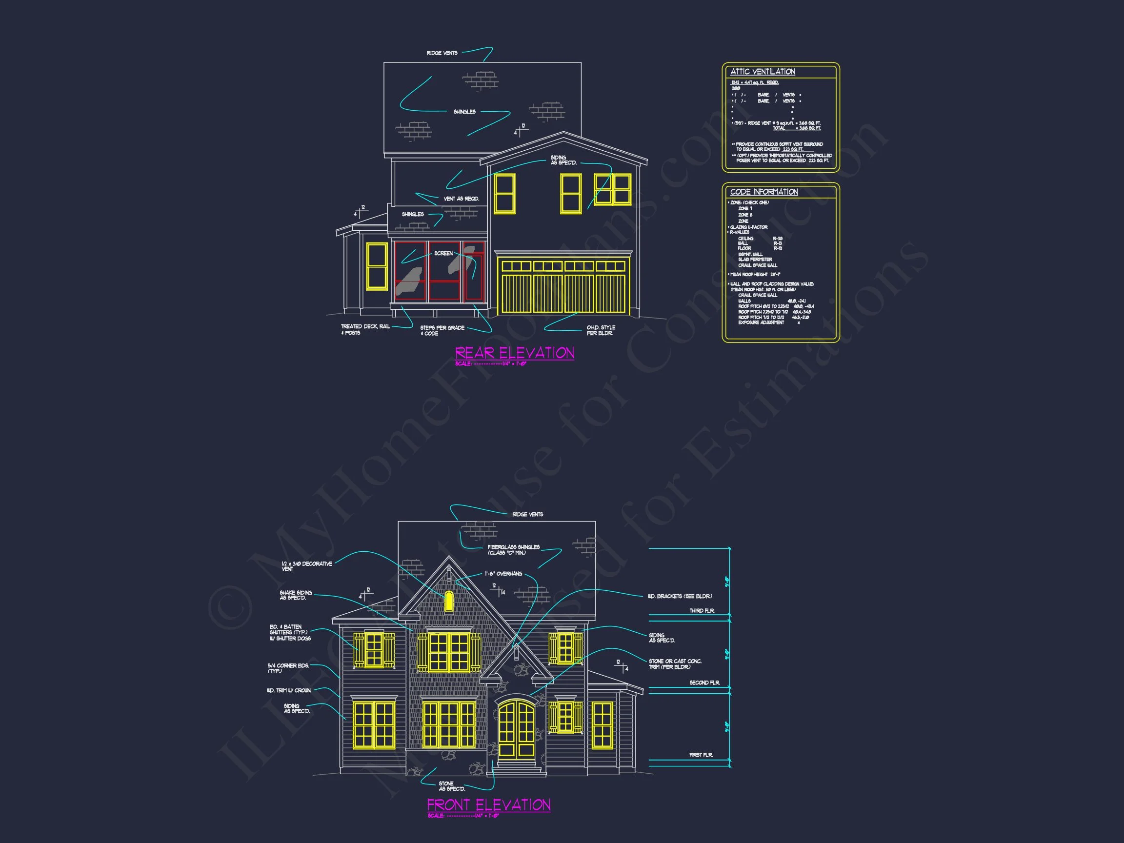 10-1678 HOUSE PLAN - Modern 2-Story House Plan with 4 Bedrooms, CAD Floor Blueprint 33 Modern 2-Story house Plan with 4 Bedrooms, CAD Floor Blueprint