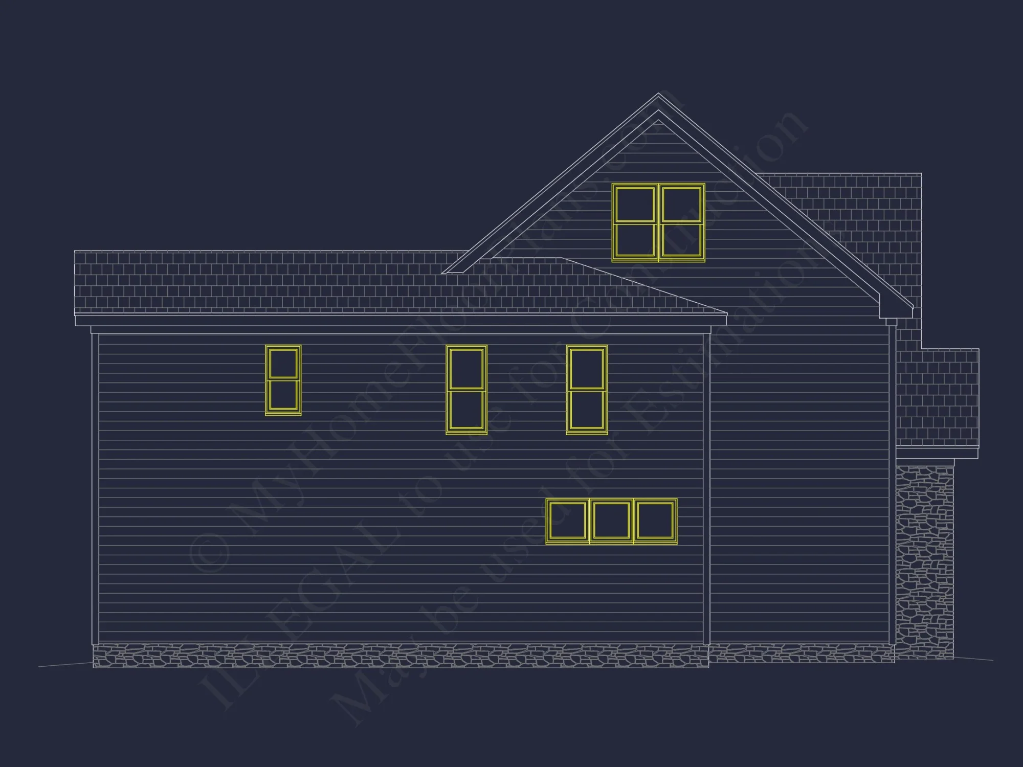 Modern 2-Story house Plan with 4 Bedrooms, CAD Floor Blueprint