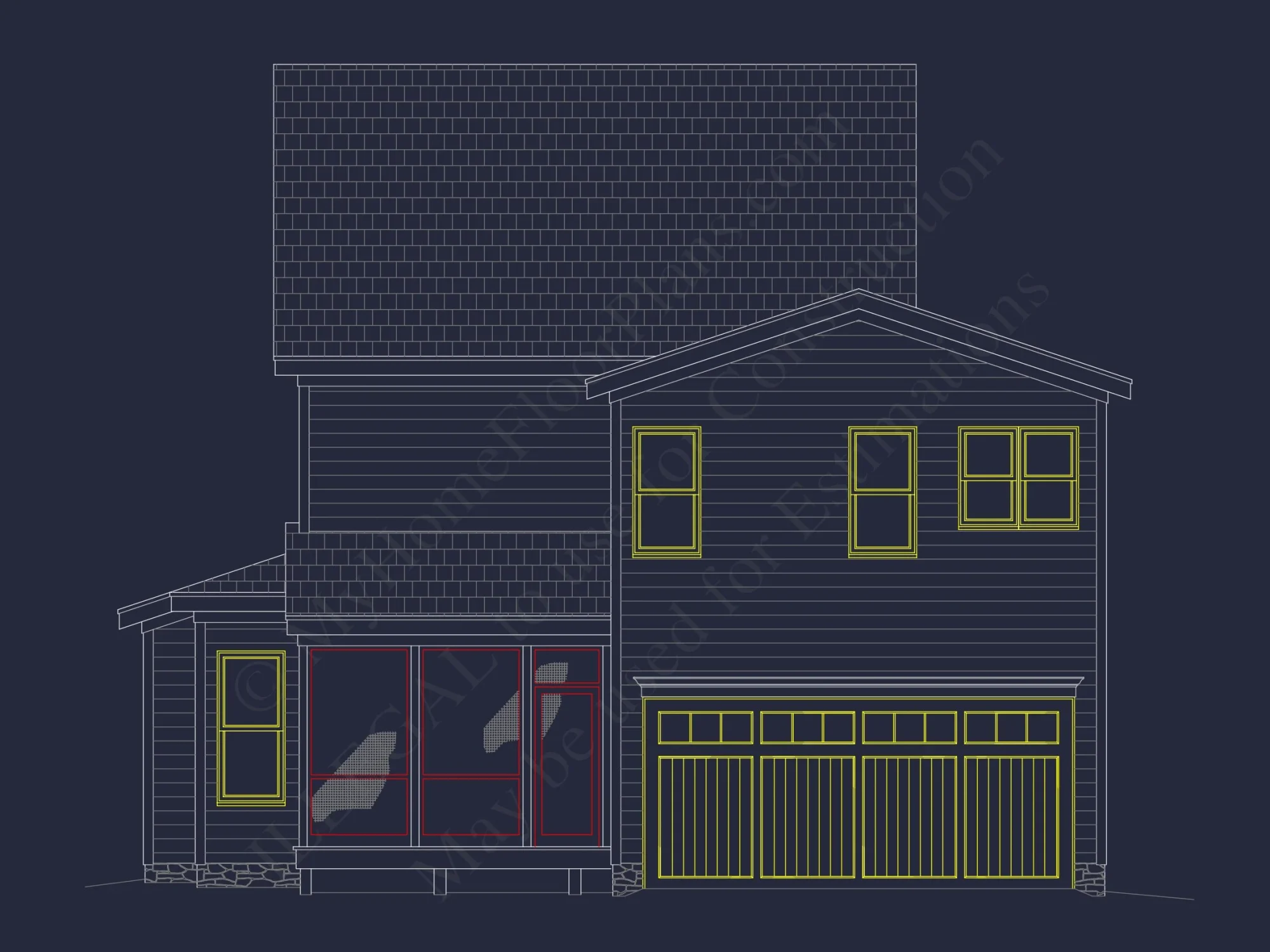 Modern 2-Story house Plan with 4 Bedrooms, CAD Floor Blueprint