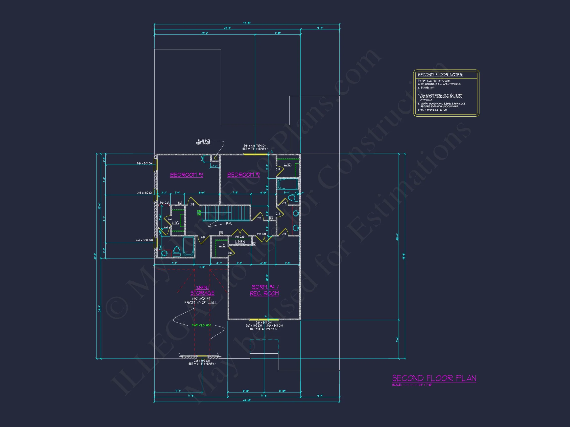 10-1614 HOUSE PLAN - Elegant House Design Blueprint with 4 Bedrooms & 2-Car Garage 9 Elegant house Design Blueprint with 4 Bedrooms & 2-Car Garage