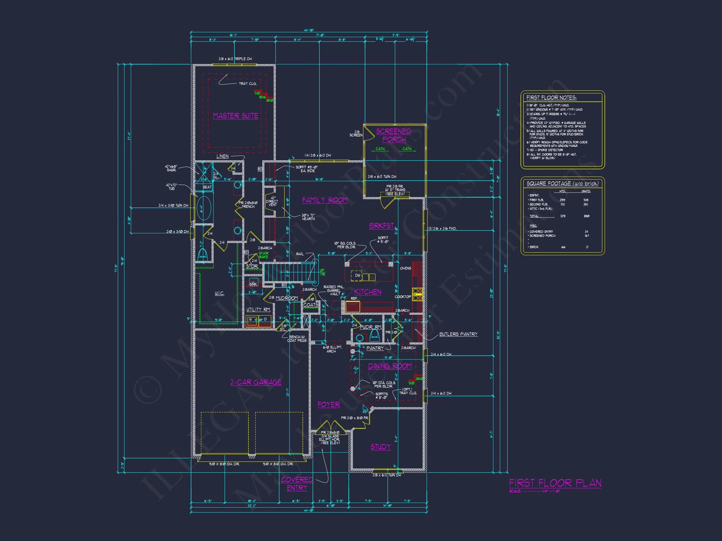 10-1614 HOUSE PLAN - Elegant House Design Blueprint with 4 Bedrooms & 2-Car Garage 8 Elegant house Design Blueprint with 4 Bedrooms & 2-Car Garage