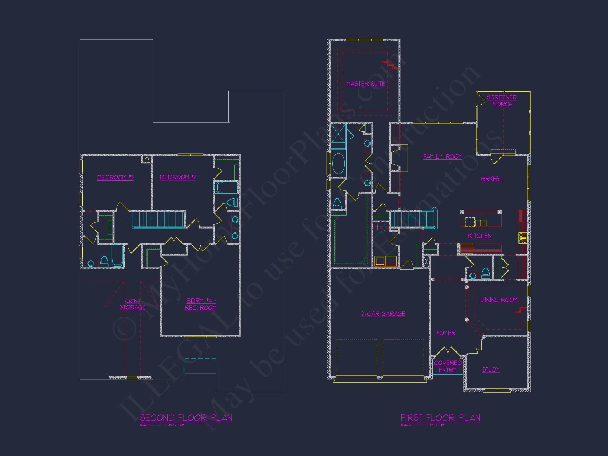 10-1614 HOUSE PLAN - Elegant House Design Blueprint with 4 Bedrooms & 2-Car Garage 7 Elegant house Design Blueprint with 4 Bedrooms & 2-Car Garage