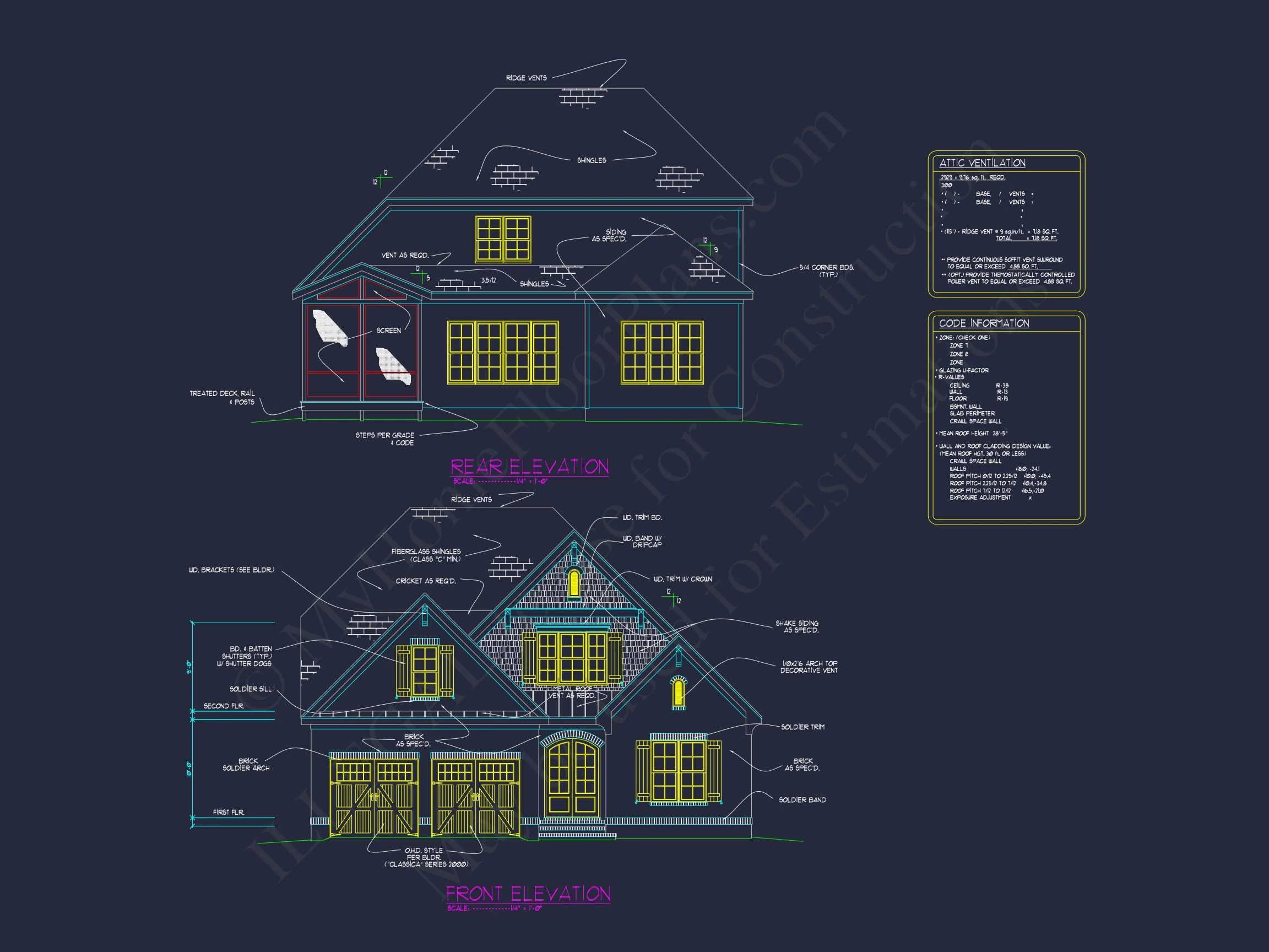 10-1614 HOUSE PLAN - Elegant House Design Blueprint with 4 Bedrooms & 2-Car Garage 5 Elegant house Design Blueprint with 4 Bedrooms & 2-Car Garage