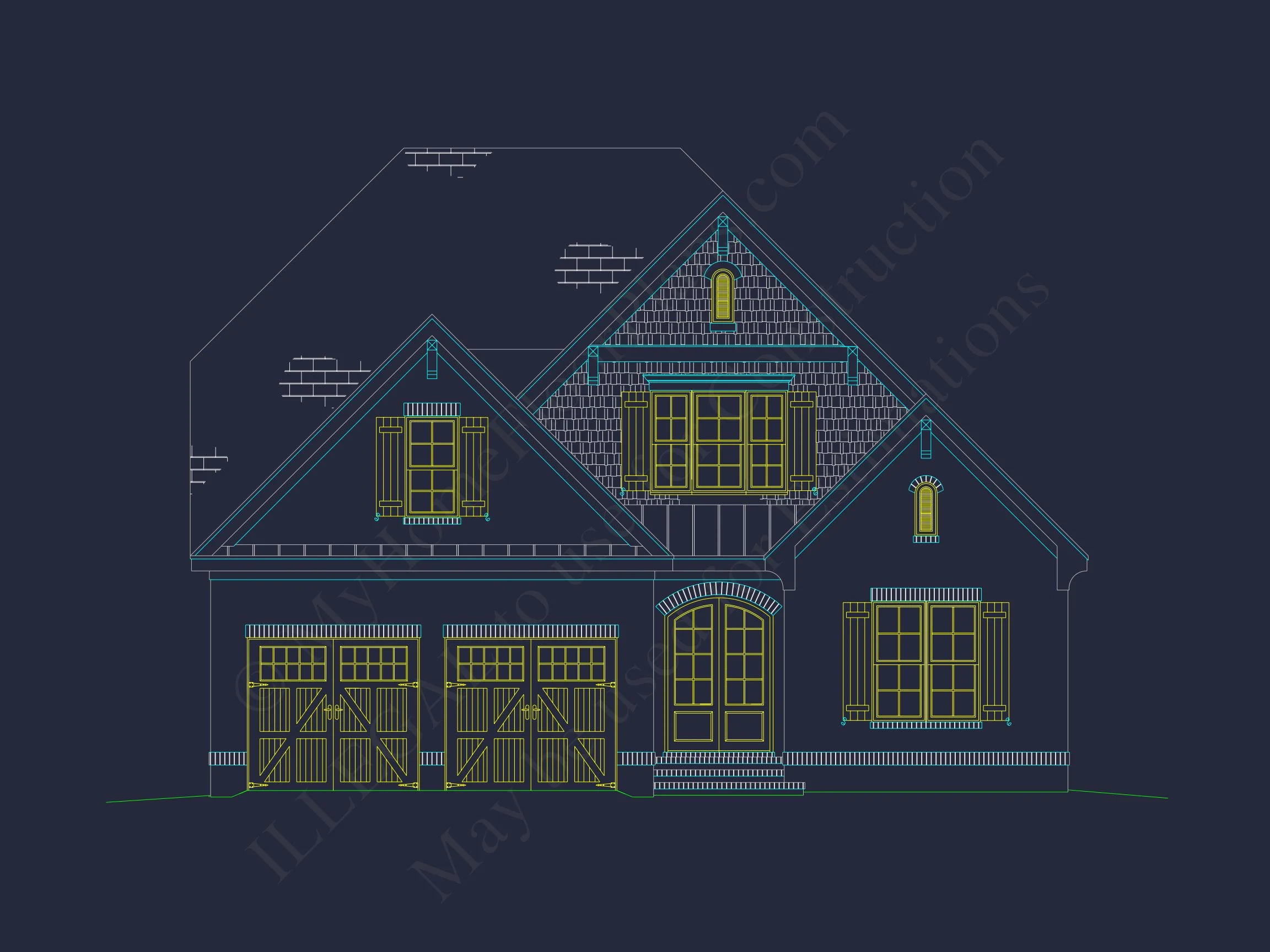 10-1614 HOUSE PLAN - Elegant House Design Blueprint with 4 Bedrooms & 2-Car Garage 4 Elegant house Design Blueprint with 4 Bedrooms & 2-Car Garage