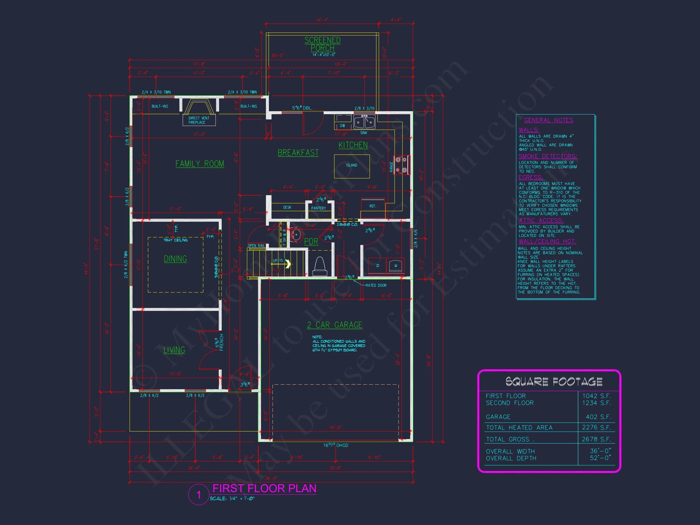 10-1583 HOUSE PLAN - Craftsman House Plan | Architectural Floor Plan Designs 9 Architectural Floor Plan Designs