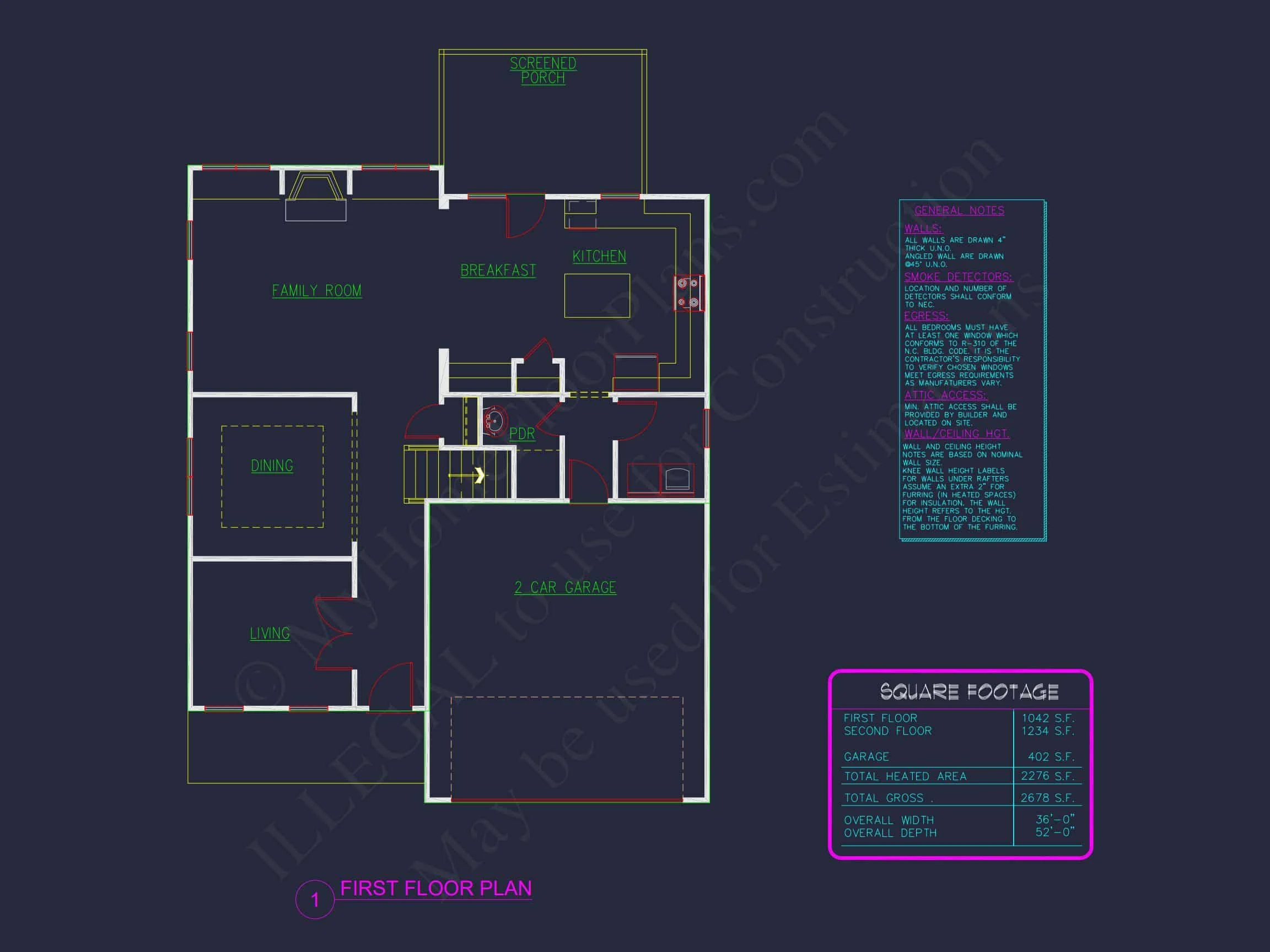 10-1583 HOUSE PLAN - Craftsman House Plan | Architectural Floor Plan Designs 7 Architectural Floor Plan Designs