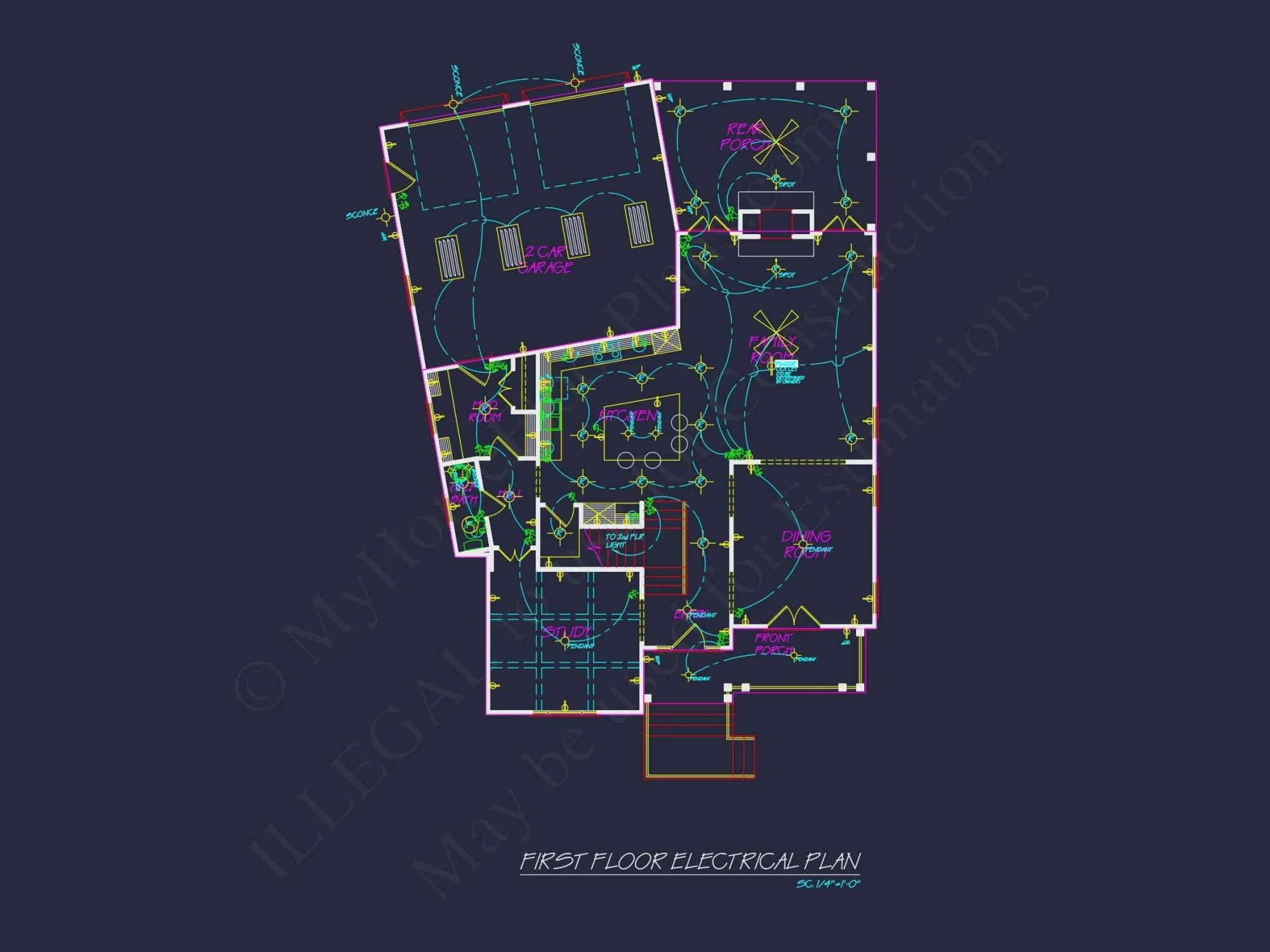 Traditional 2-Story house Plan with 4 Bedrooms & 3 Baths (Blueprint)