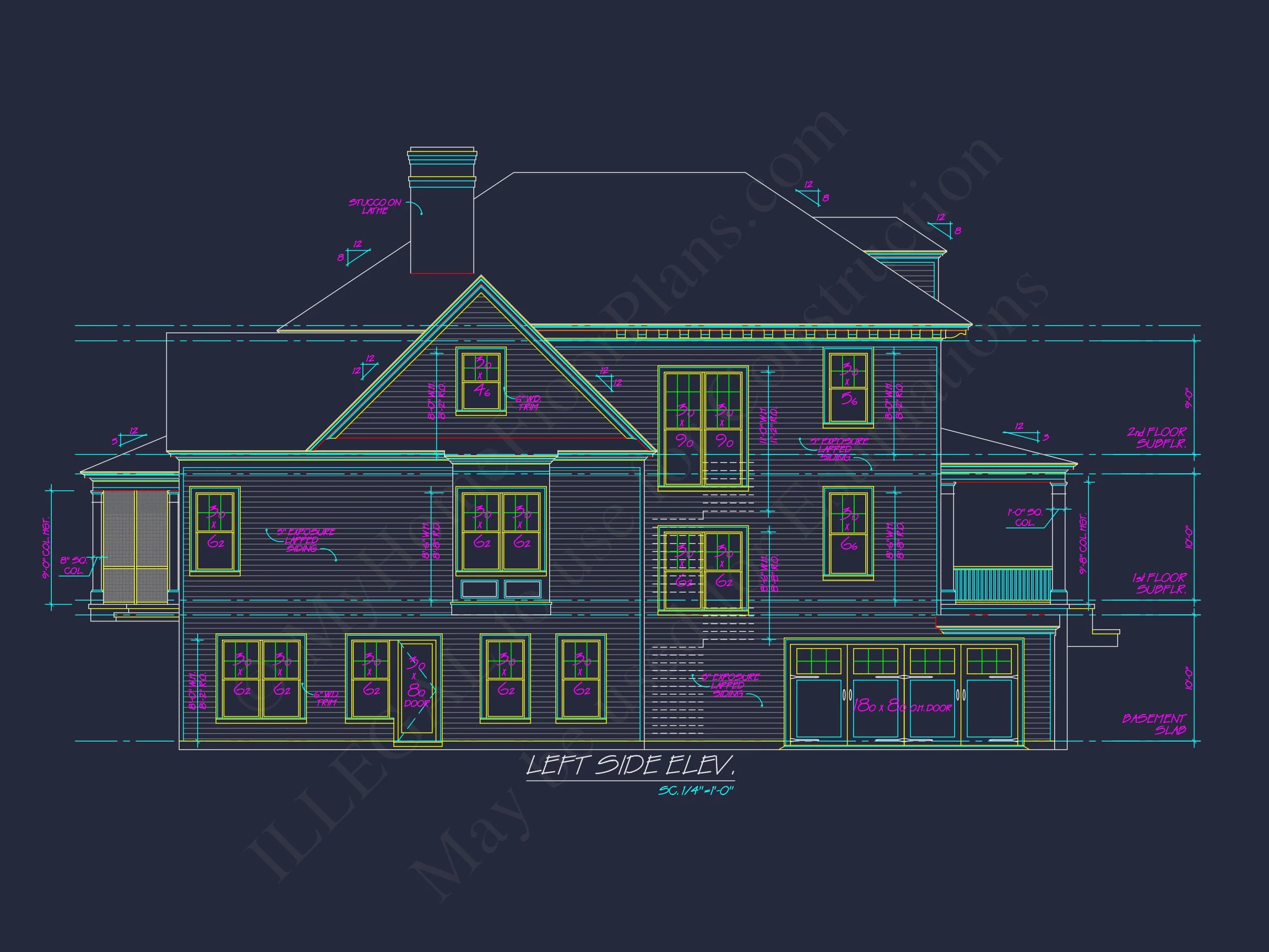 10-1385 HOUSE PLAN - Colonial Revival (Georgian) Home Plan – 4 Beds, 6,341 Sq Ft 10 Traditional Farmhouse house Plan w/Basement & Garage - 6, 341 SqFt