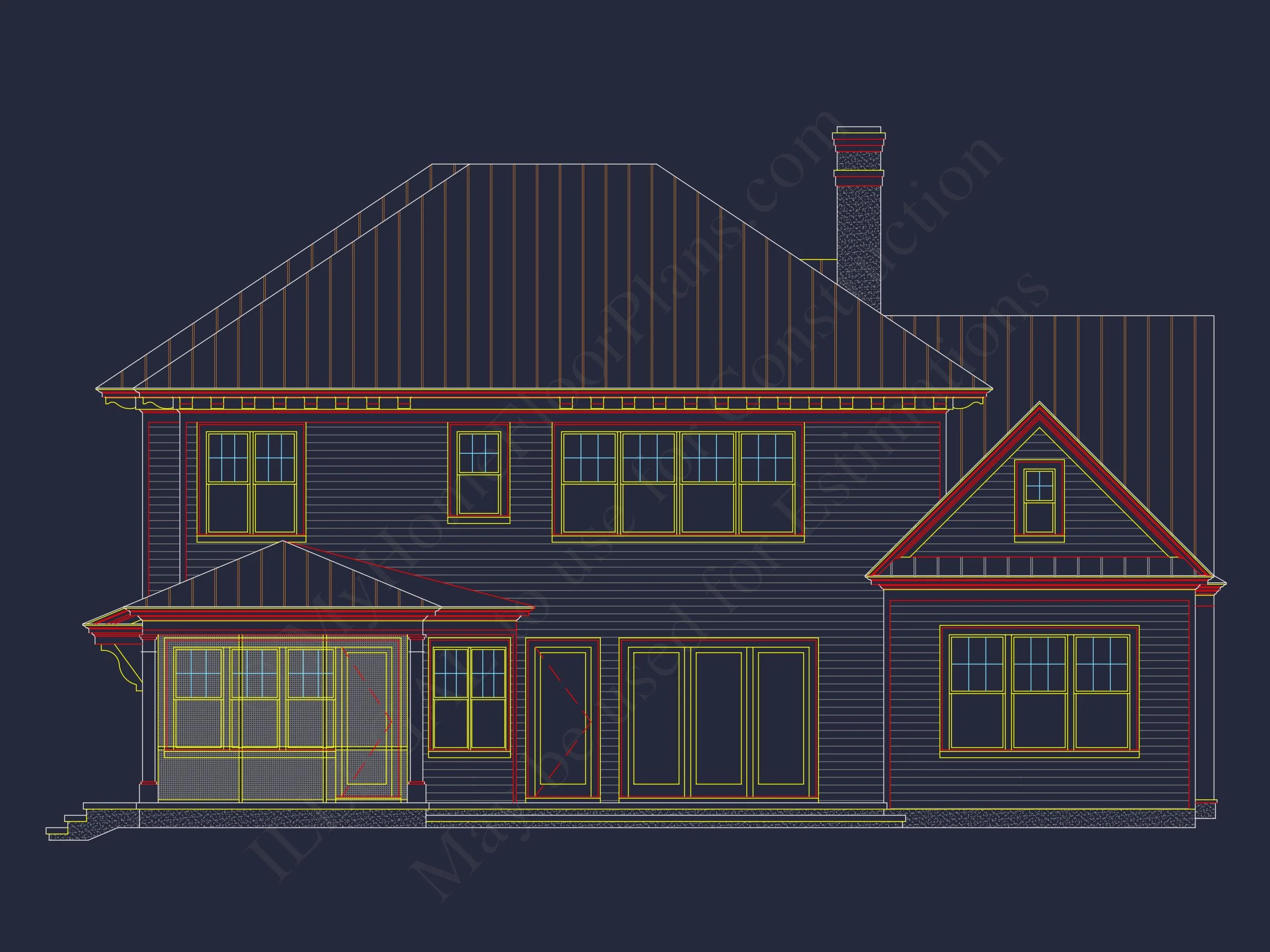 10-1385 HOUSE PLAN - Colonial Revival (Georgian) Home Plan – 4 Beds, 6,341 Sq Ft 4 Traditional Farmhouse house Plan w/Basement & Garage - 6, 341 SqFt