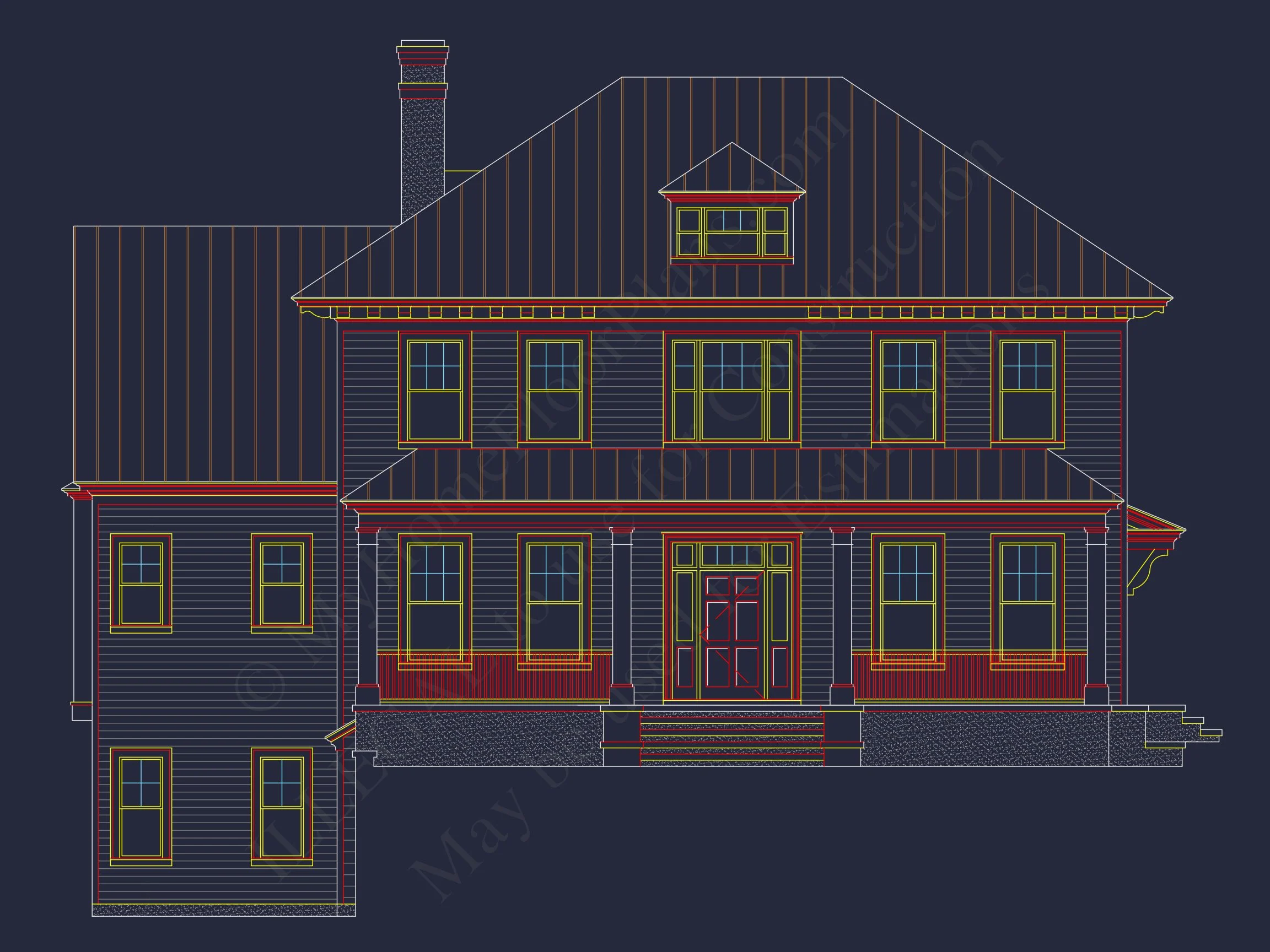 10-1385 HOUSE PLAN - Colonial Revival (Georgian) Home Plan – 4 Beds, 6,341 Sq Ft 2 Traditional Farmhouse house Plan w/Basement & Garage - 6, 341 SqFt
