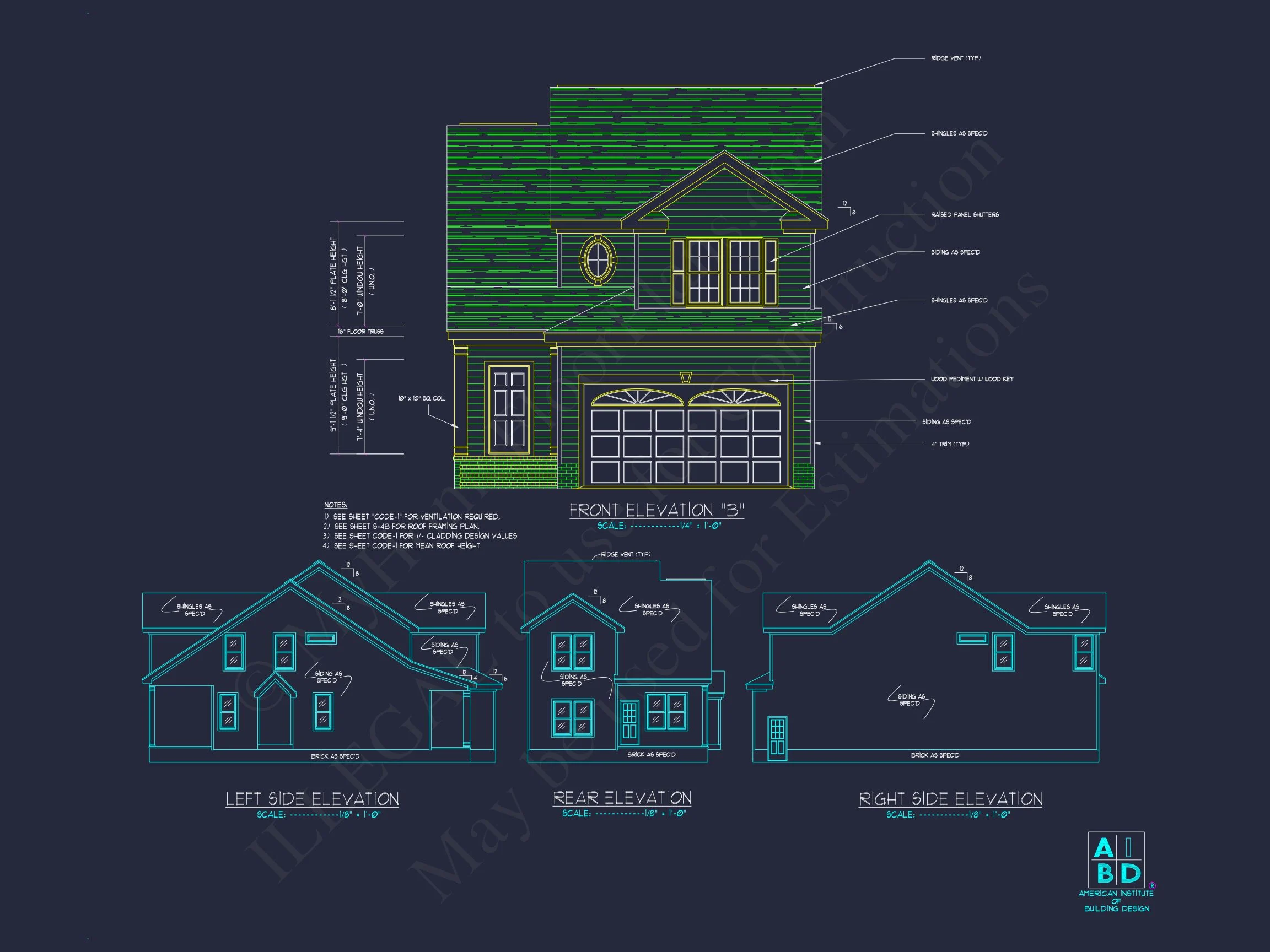 10-1354 HOUSE PLAN - Neo-Colonial 2-Story House Plan – 3 Bed, 1,861 Sq Ft with Craftsman Charm 3 Efficient house Plan CAD Blueprint for Traditional Designs
