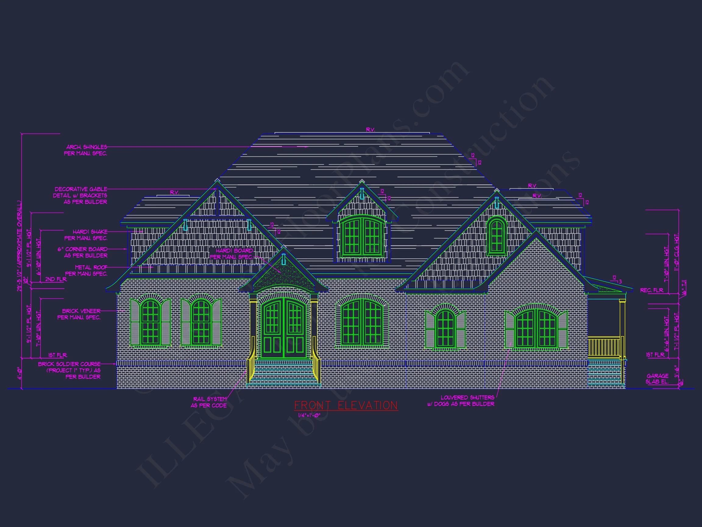 10-1296 HOUSE PLAN - French Country Craftsman House Plan – 3 Beds, 3.5 Baths, 3,385 Sq Ft 4 Explore a Classic 2-Story house Design with Detailed CAD Blueprint