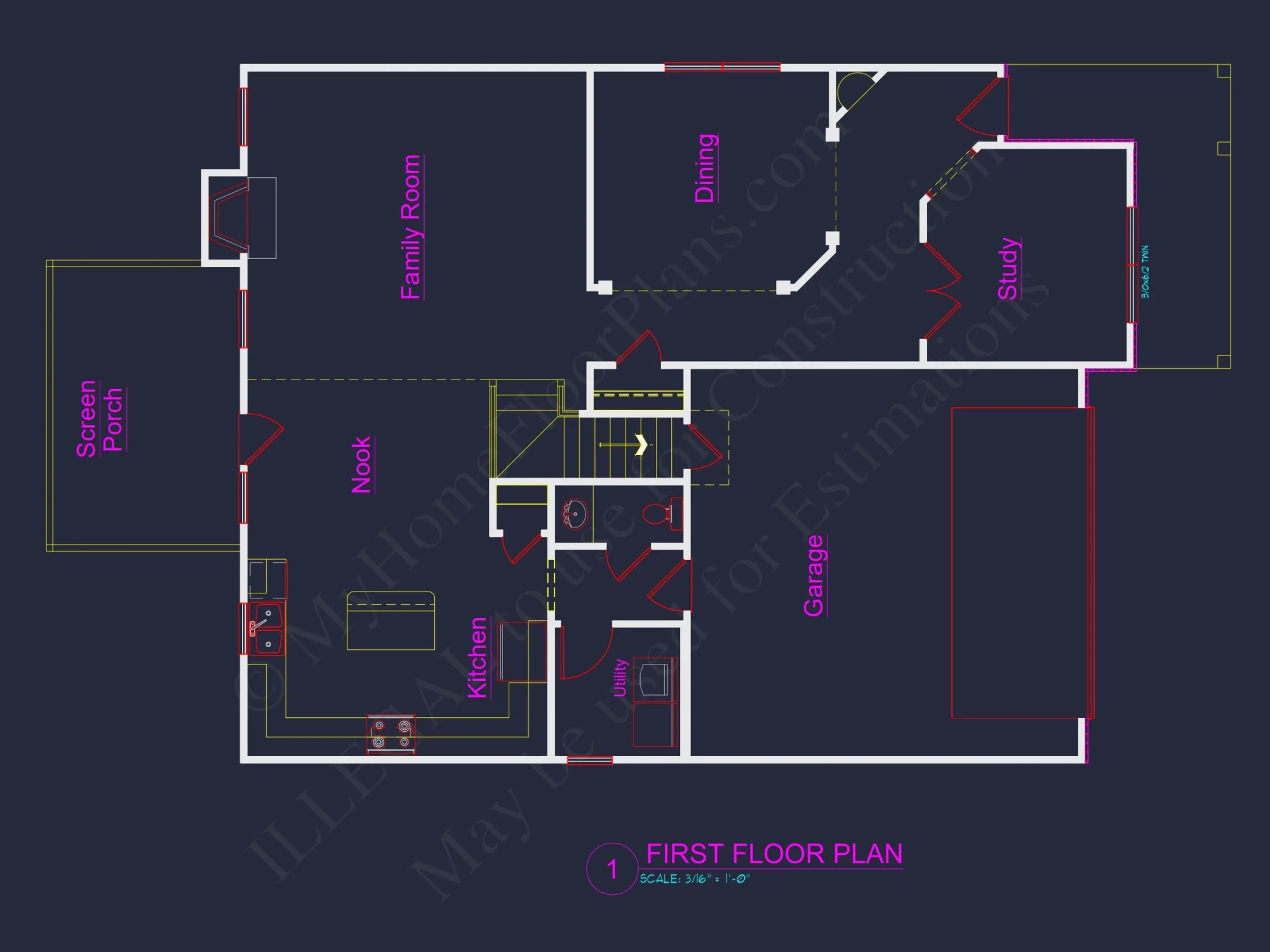Modern Suburban house Plan with Craftsman CAD Designs