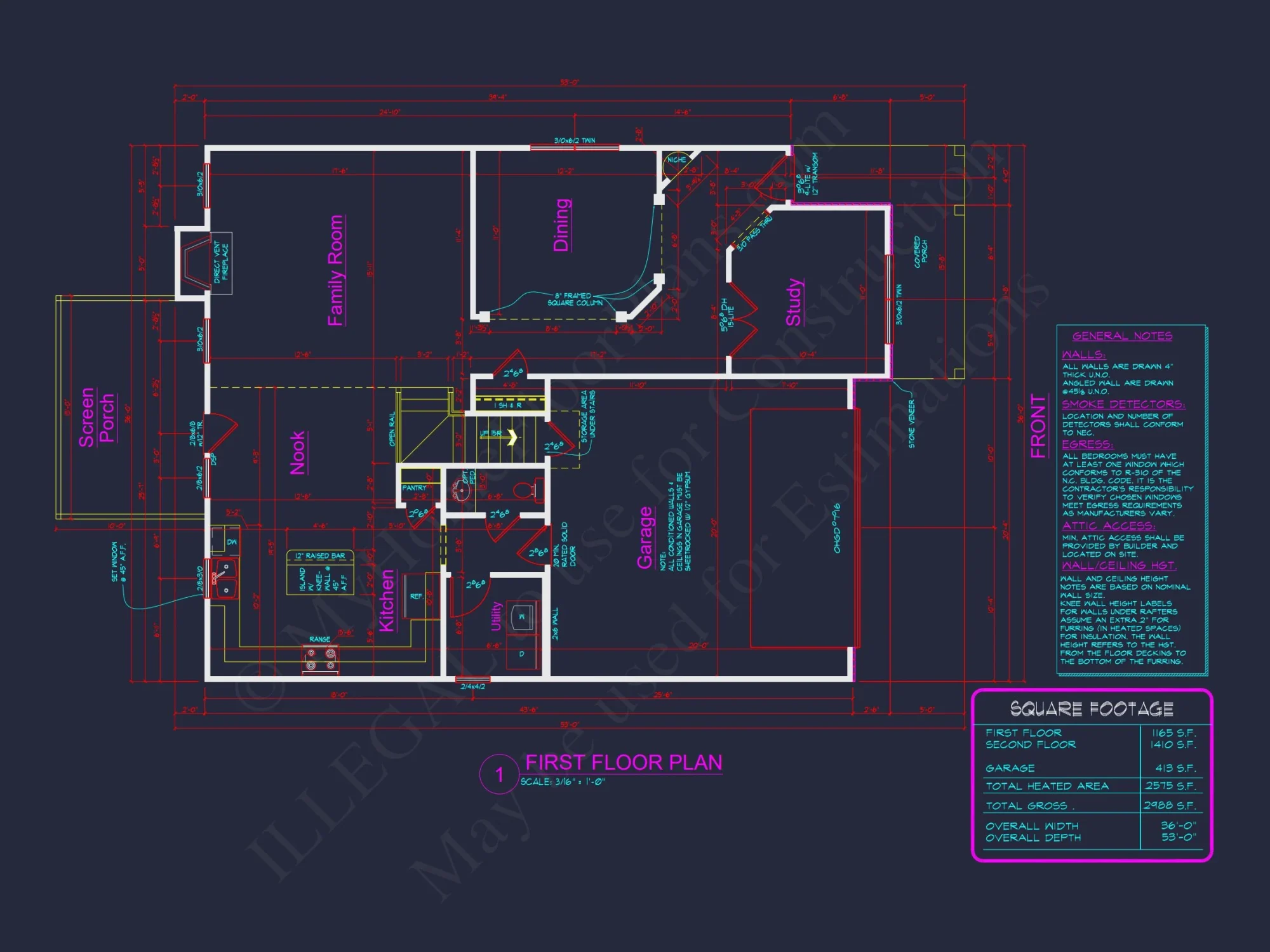 Modern Suburban house Plan with Craftsman CAD Designs