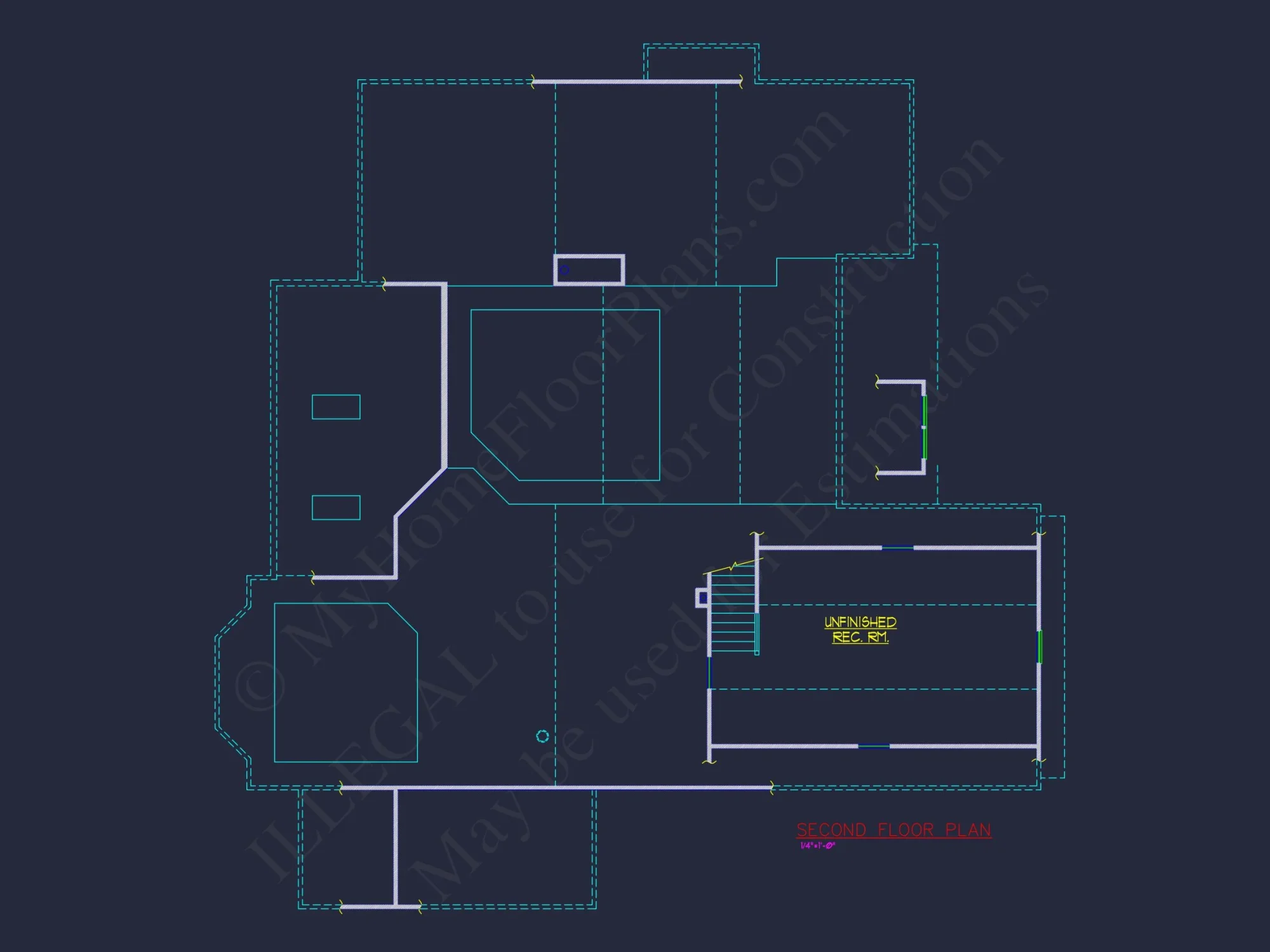 Colonial Revival house Floor Plan with CAD Blueprint Designs