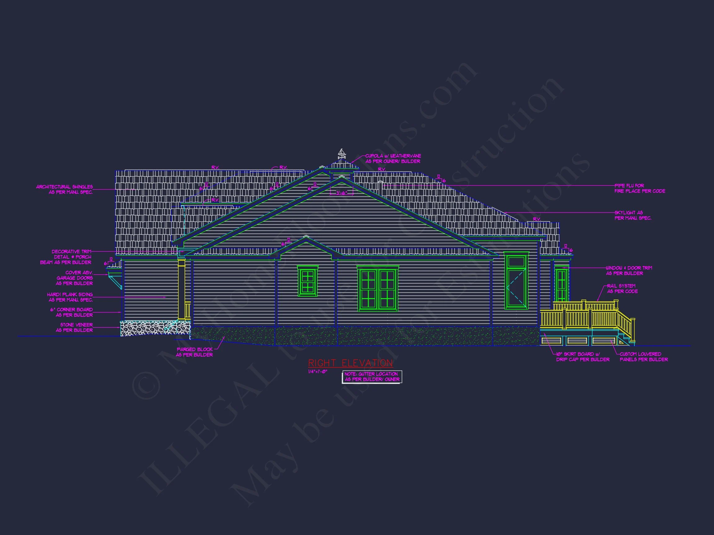 10-1268 HOUSE PLAN - Modern Farmhouse Craftsman House Plan - 3 Beds, 2,501 Sq Ft, Wraparound Porch 5 Colonial Revival house Floor Plan with CAD Blueprint Designs