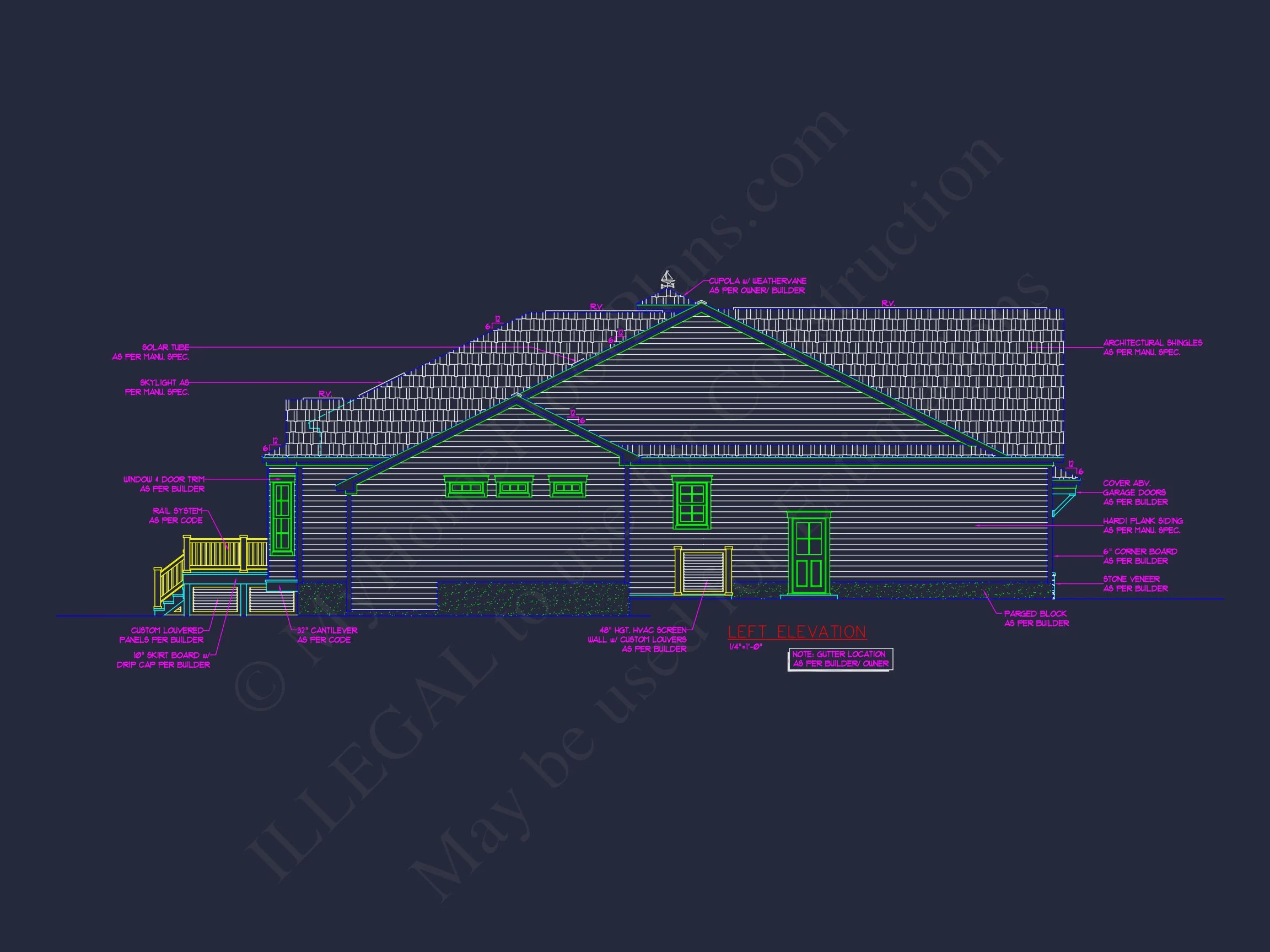 10-1268 HOUSE PLAN - Modern Farmhouse Craftsman House Plan - 3 Beds, 2,501 Sq Ft, Wraparound Porch 4 Colonial Revival house Floor Plan with CAD Blueprint Designs