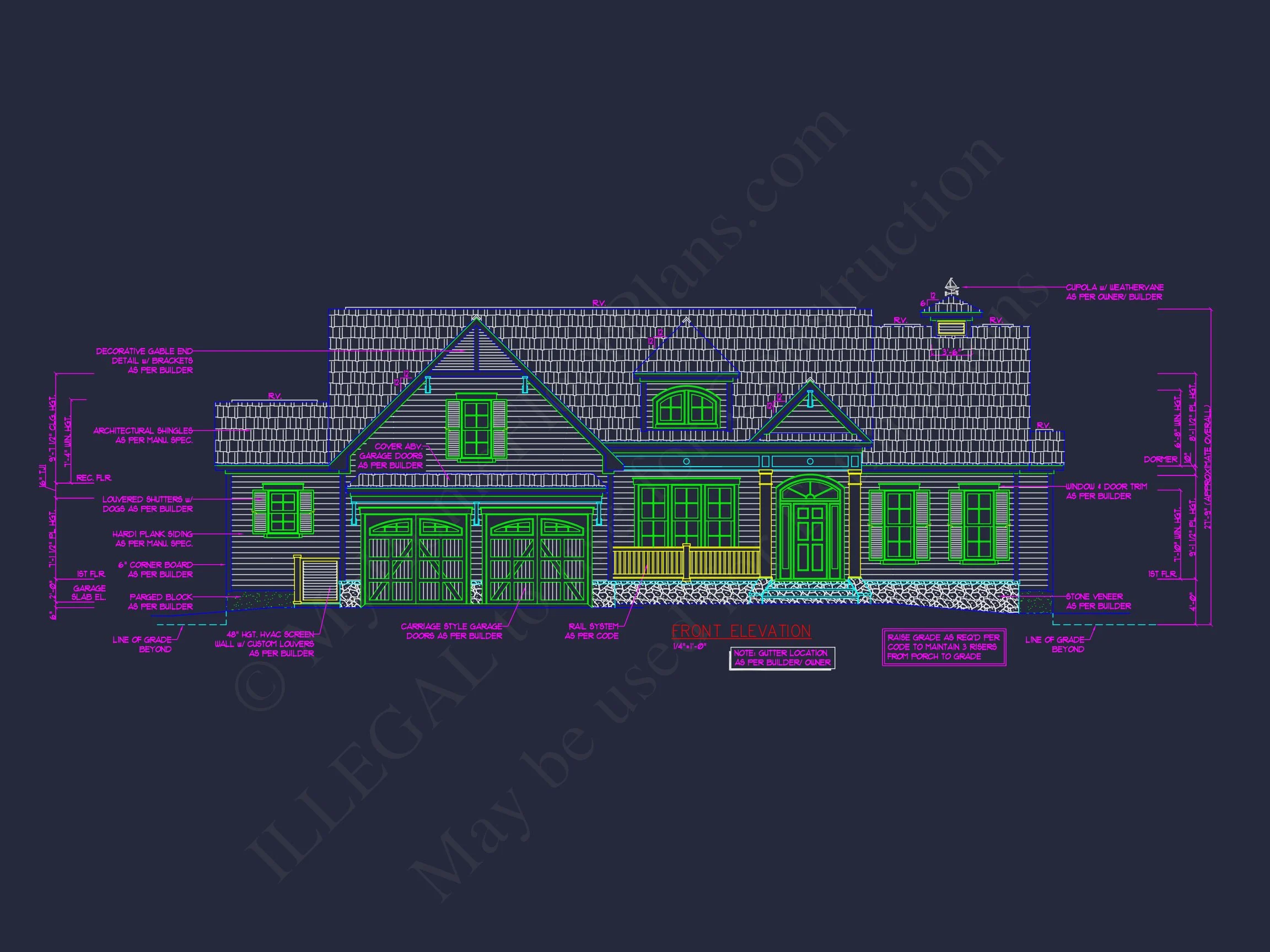 10-1268 HOUSE PLAN - Modern Farmhouse Craftsman House Plan - 3 Beds, 2,501 Sq Ft, Wraparound Porch 2 Colonial Revival house Floor Plan with CAD Blueprint Designs
