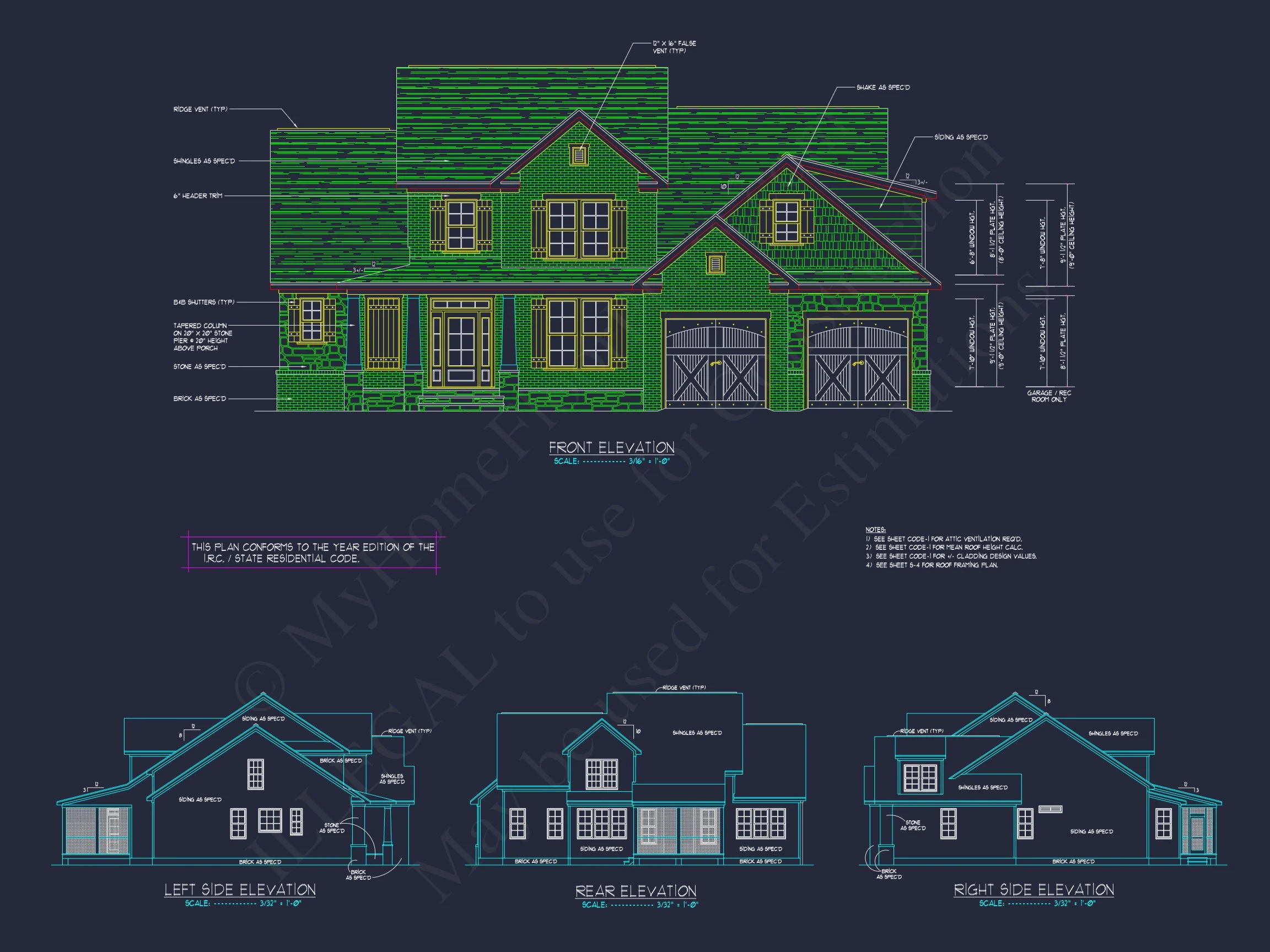 10-1234 HOUSE PLAN - 2-Story Transitional Craftsman Cottage – 4 Bed, 3 Bath, 2,600+ Sq. Ft. 5 Stunning 4-Bedroom house Floor Plan with Elegant CAD Designs