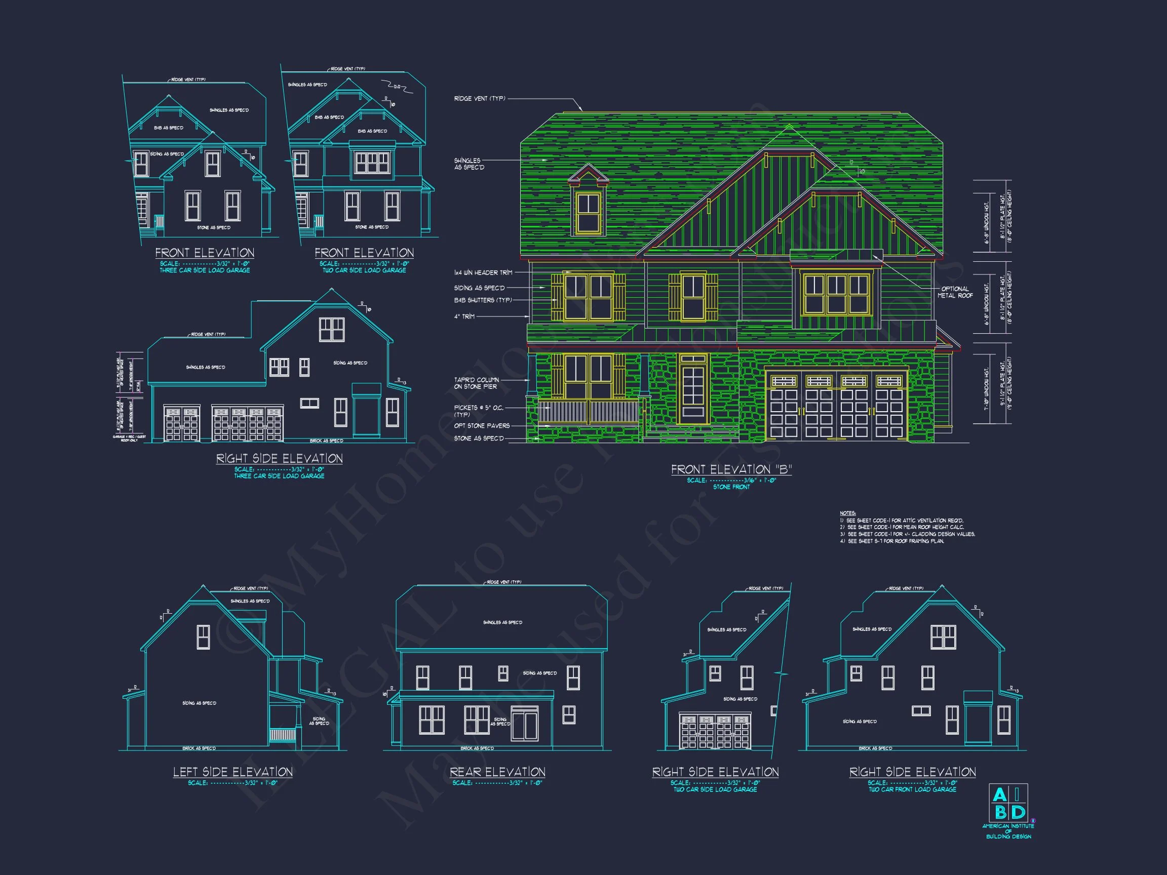 10-1138 HOUSE PLAN - 2.5-Story Modern Farmhouse-Craftsman Plan – 5 Bed, 3 Bath, 3,774 Sq. Ft. 10 Custom house Floor Plan with CAD Designs for Modern Living