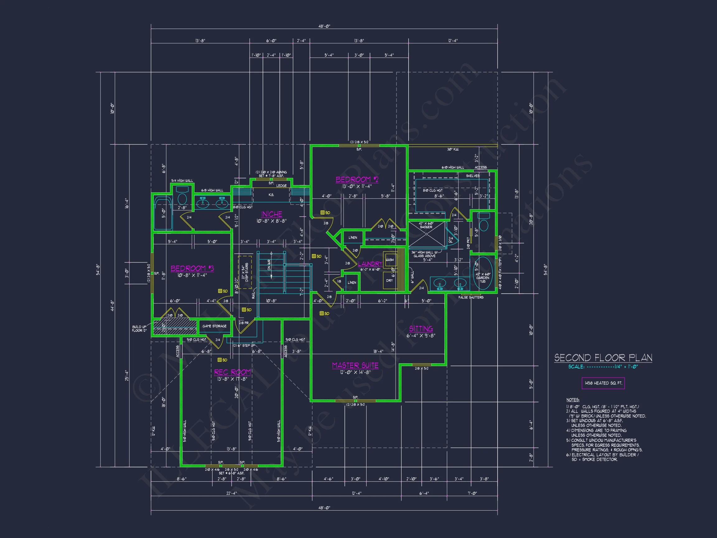 10-1052 HOUSE PLAN - Modern Colonial Revival House Plan - 4 Bed, 2,718 Sq Ft with Bonus Room 7 Elegant house Plan with CAD Designs and Detailed Floor Plans