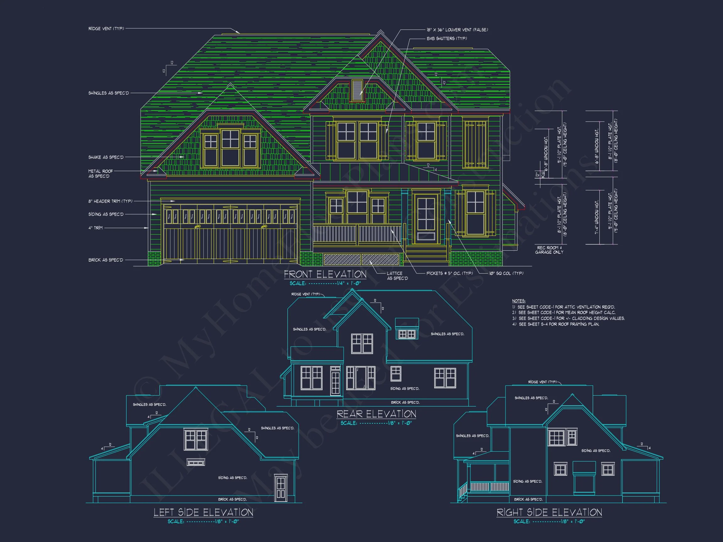 10-1052 HOUSE PLAN - Modern Colonial Revival House Plan - 4 Bed, 2,718 Sq Ft with Bonus Room 2 Elegant house Plan with CAD Designs and Detailed Floor Plans