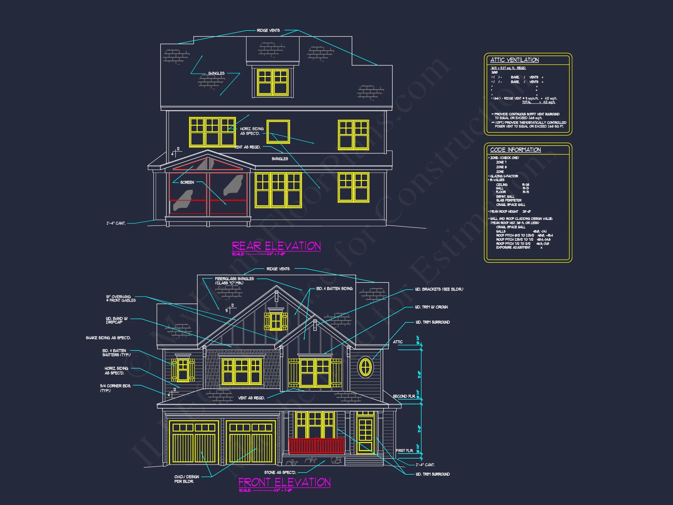 9-1853 HOUSE PLAN - Modern Farmhouse Colonial Revival – 2.5-Story, 4-Bed, 2,315 Sq Ft 9 Stylish house Plan with 2.5 Stories, Blueprint, and CAD Designs