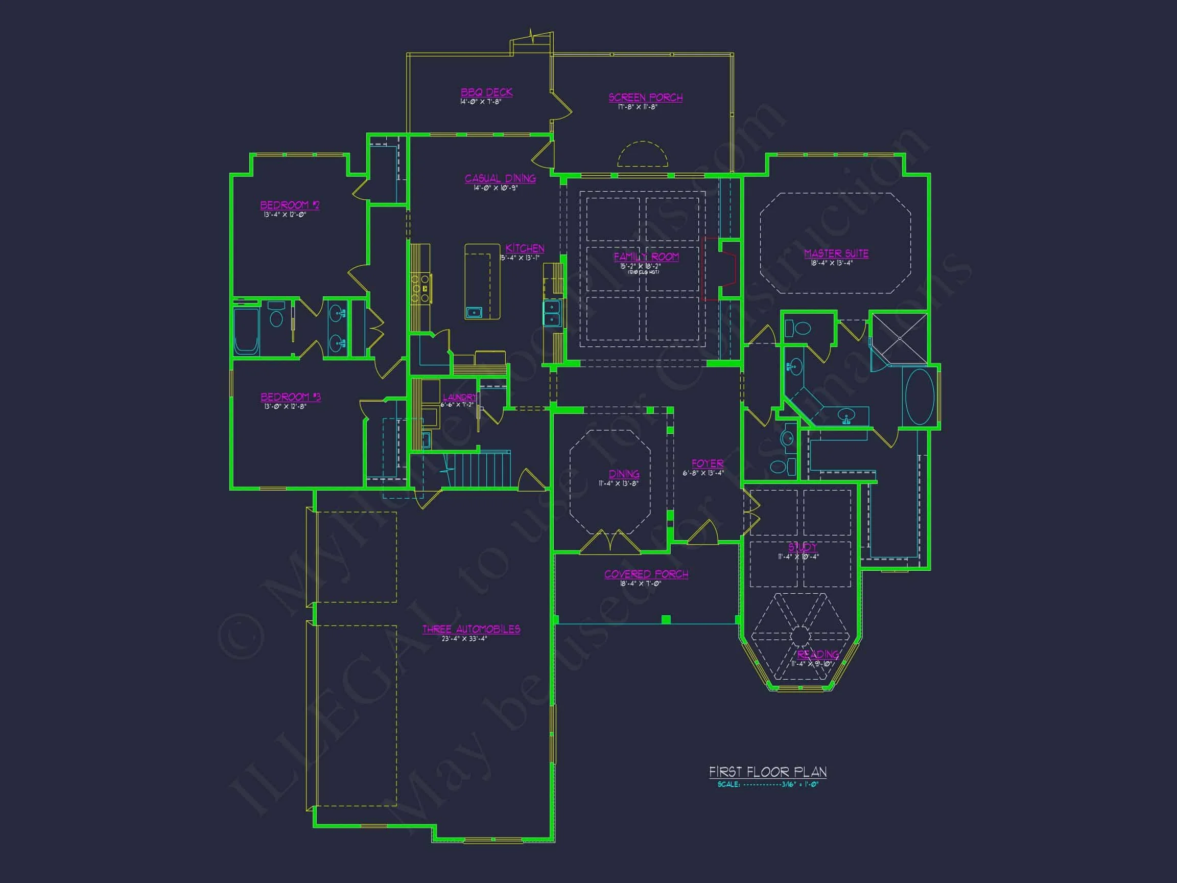 9-1824 HOUSE PLAN - Modern Farmhouse Plan – 3-Bed, 2,133 Sq Ft, 1.5 Stories (CAD + Engineering Included) 3 Craftsman house Floor Plan with CAD Blueprints & Features