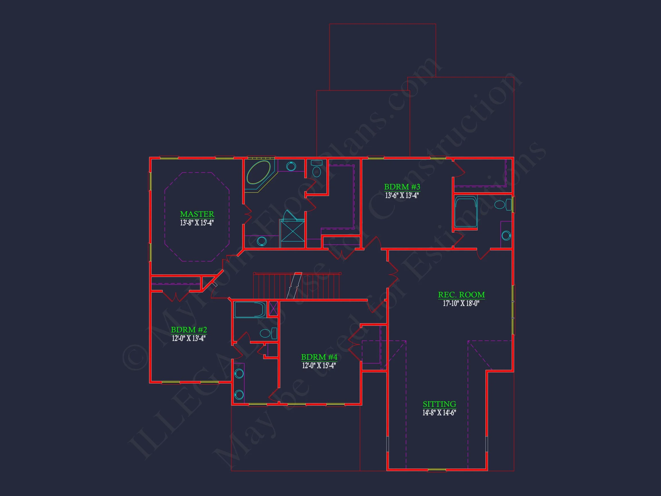 9-1672 HOUSE PLAN - Spacious House Floor Plan with 4 Bedrooms & CAD Designs 5 Spacious house Floor Plan with 4 Bedrooms & CAD Designs