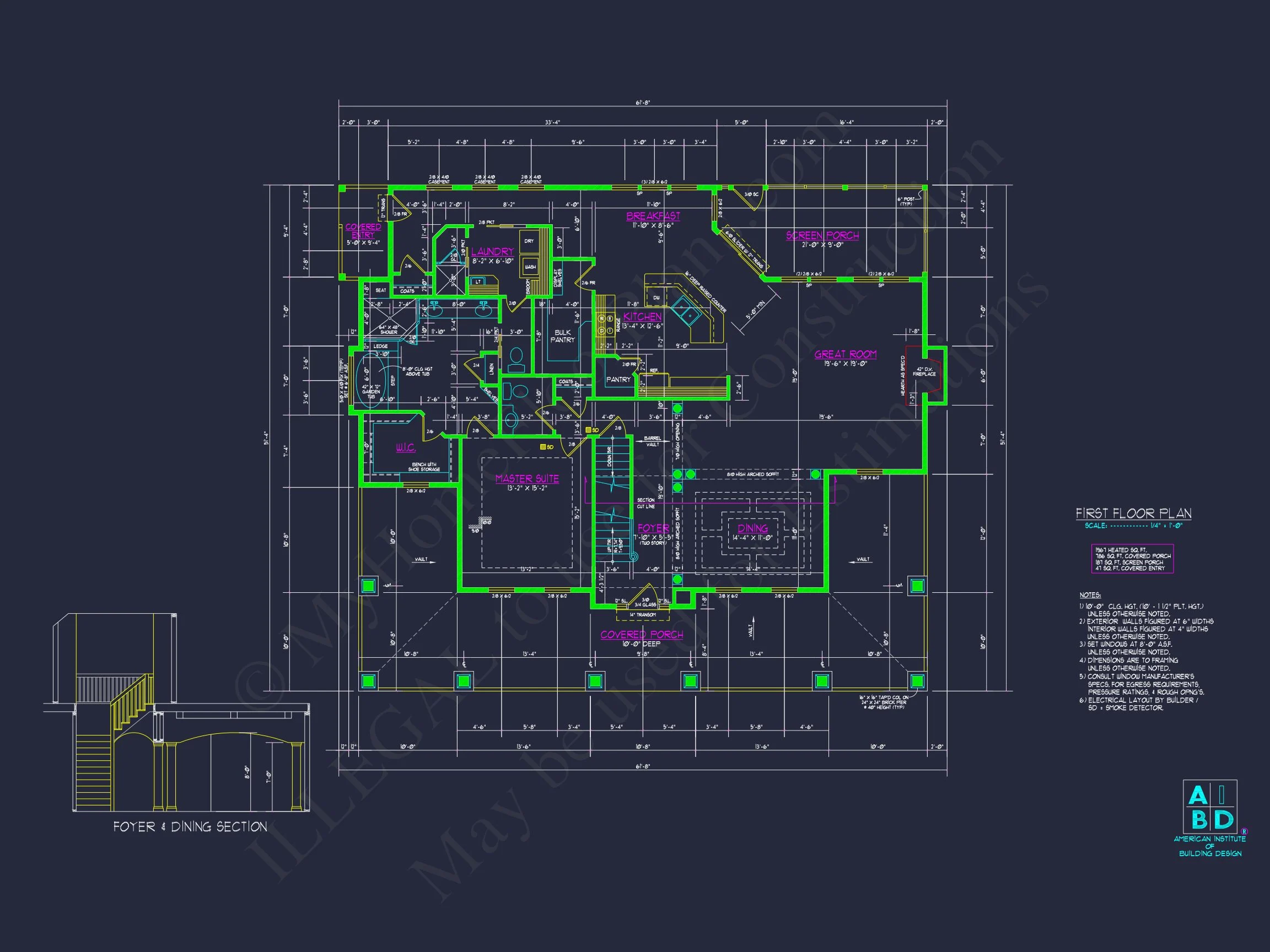 9-1213 HOUSE PLAN - Craftsman House Plan with 2 Floors & Detailed CAD Designs 6 Craftsman house Plan with 2 Floors & Detailed CAD Designs