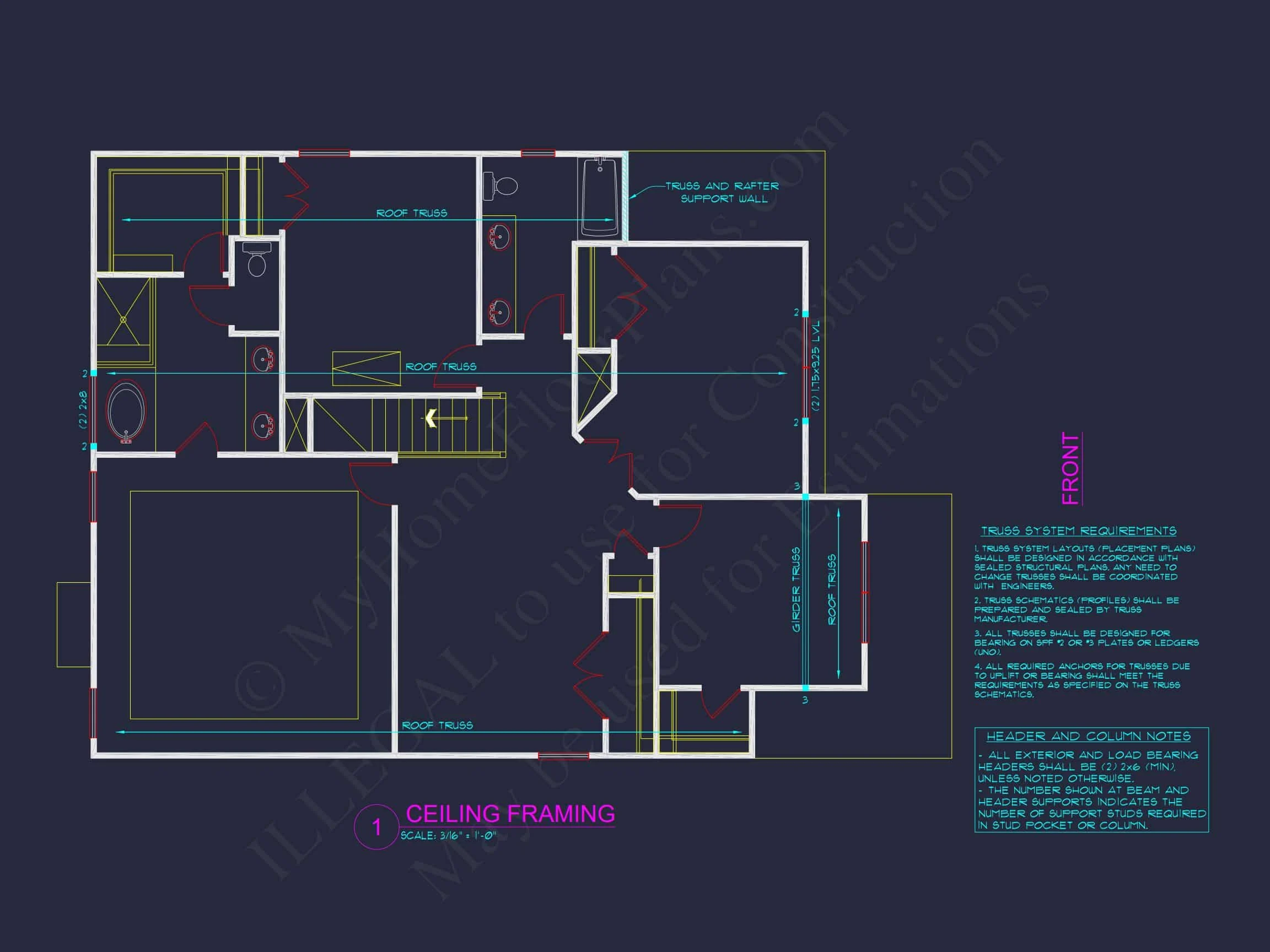 9-1202B HOUSE PLAN - Craftsman house plan with 2,525 heated sq. ft., 2 stories, 4 beds 8 Modern Craftsman house Plan with Open Floor Layout and CAD Designs