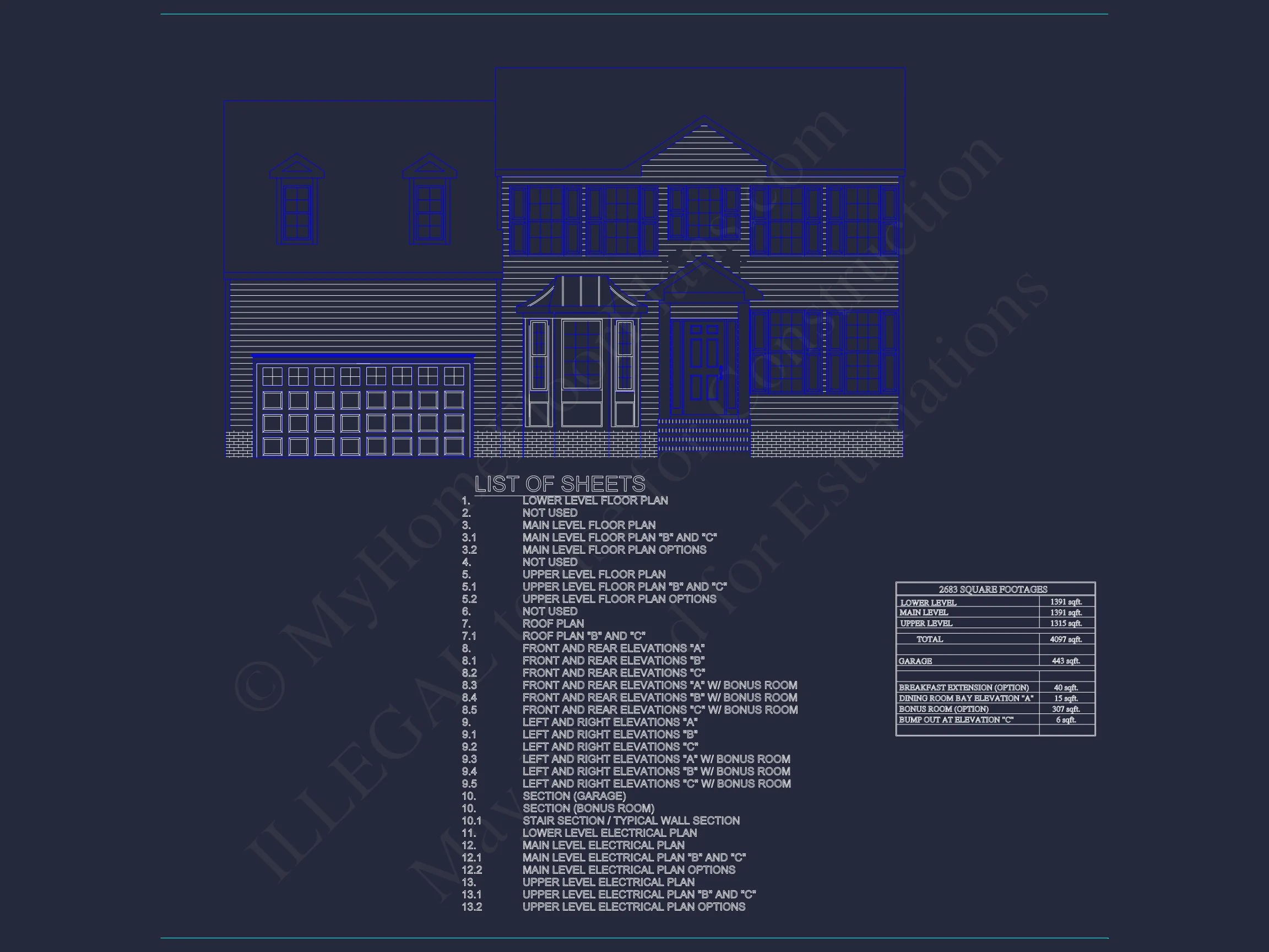 8-2037 HOUSE PLAN - Modern Colonial House Plan with CAD Designs & Blueprints 6 Modern Colonial house Plan with CAD Designs & Blueprints