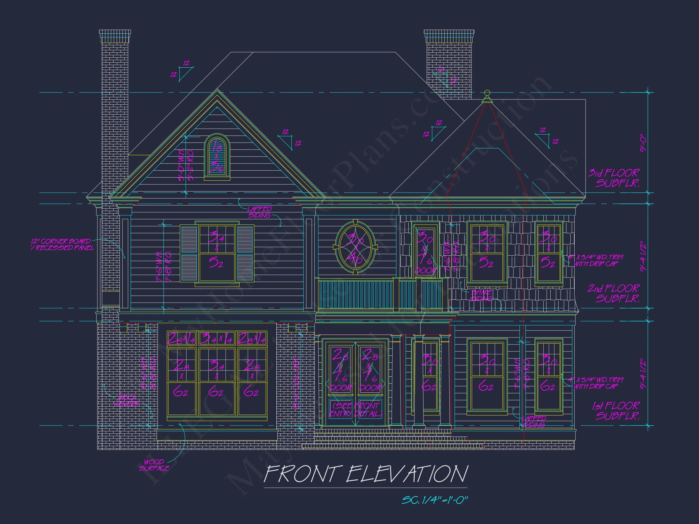 8-1894 HOUSE PLAN - Elegant House Plan with CAD Designs and 2.5 Story Architecture 2 Elegant house Plan with CAD Designs and 2.5 Story Architecture