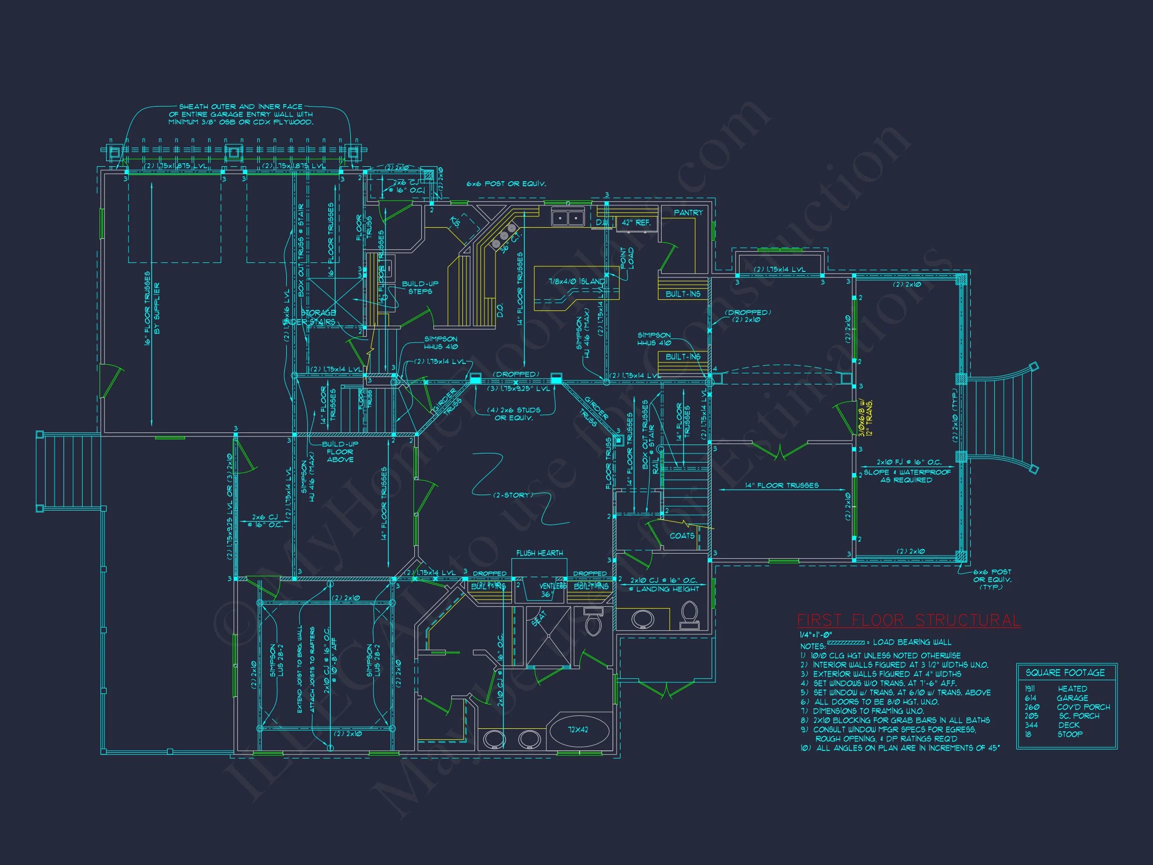 8-1786 HOUSE PLAN - 2-story Craftsman house plan featuring 3,065 heated sq. ft., 4 bedrooms 10 Elegant Craftsman house Plan with 4 Bedrooms and 2-Car Garage