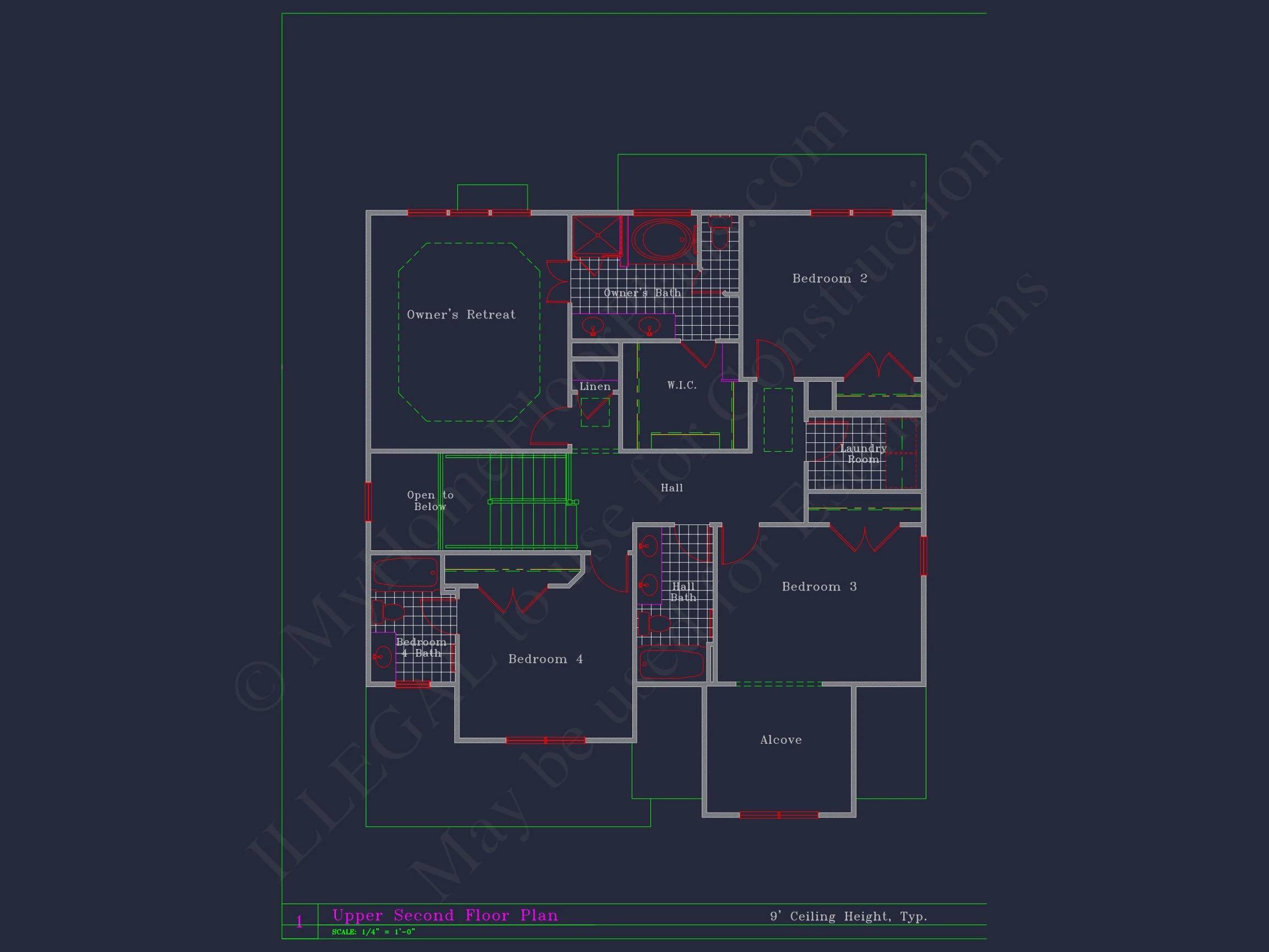 8-1752B HOUSE PLAN - Classic Suburban House Floor Plan – CAD Designs & Blueprint 4 Classic Suburban house Floor Plan – CAD Designs & Blueprint