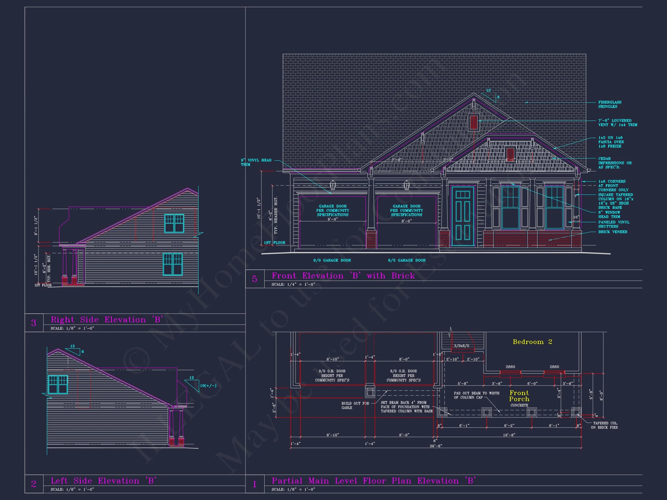 8-1702 HOUSE PLAN - Spacious House Plan with 4 Elevations and 1.5 Story Designs 35 Spacious house Plan with 4 Elevations and 1.5 Story Designs