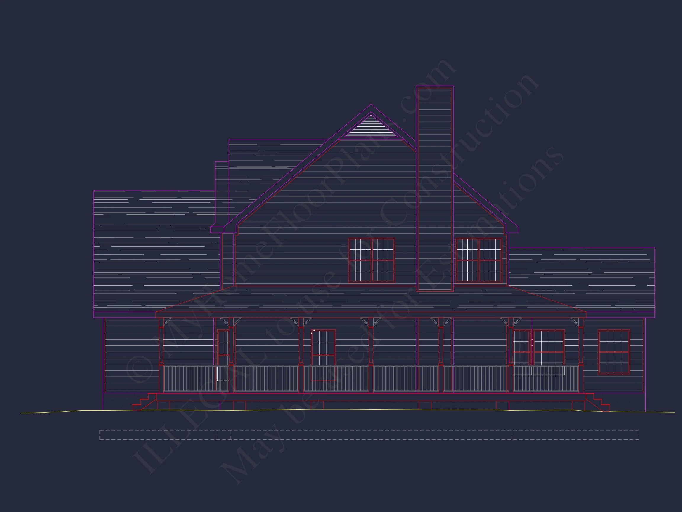 8-1578 HOUSE PLAN - 2-story Colonial Farmhouse house plan with 4,333 heated sq. ft., wrap-around porch 4 Colonial Farmhouse house Plan with 2 Floors and Detailed CAD Blueprint