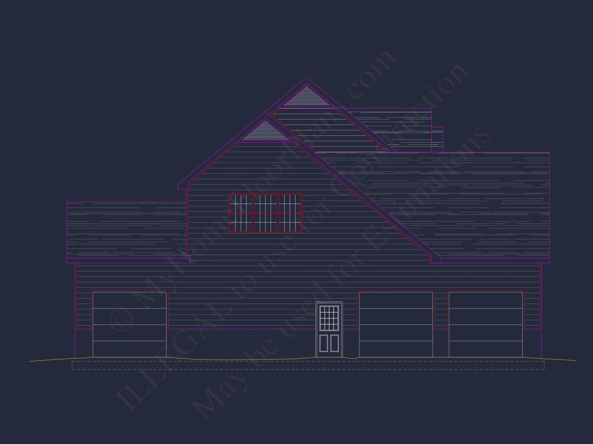 Colonial Farmhouse house Plan with 2 Floors and Detailed CAD Blueprint