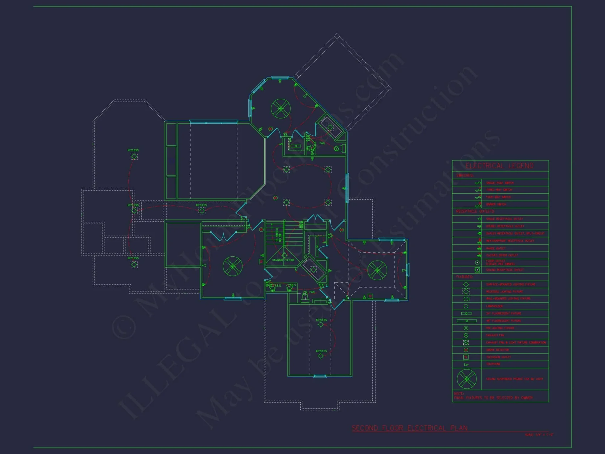 Elegant house Design: CAD Floor Plan with Blueprint & Features