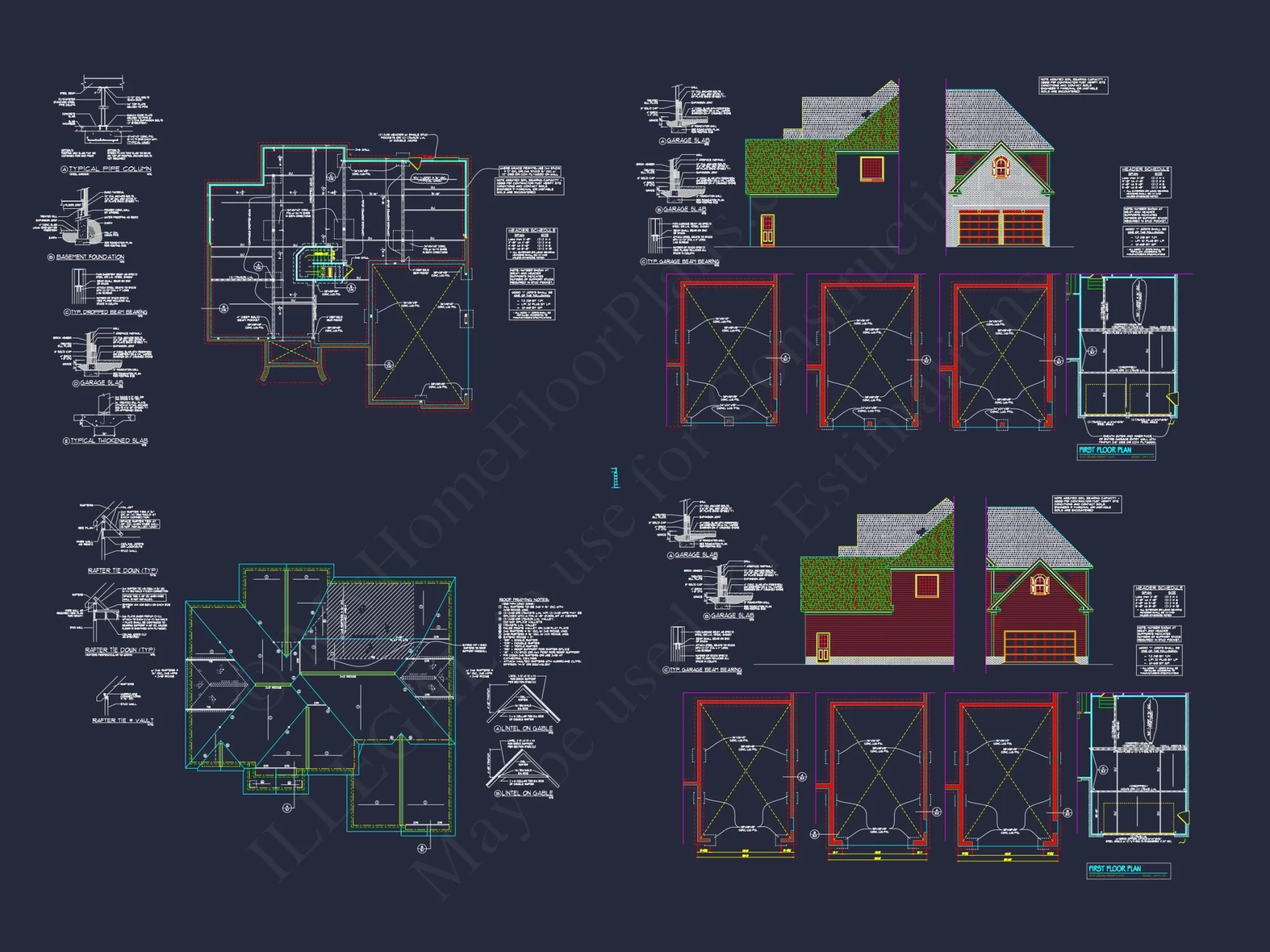 Spacious house Plan - 59'x59'6" 2-Story CAD Design with 4 Bedrooms