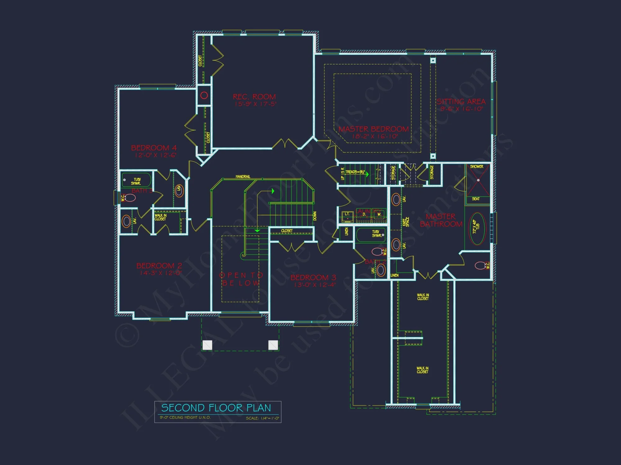 Spacious house Plan - 59'x59'6" 2-Story CAD Design with 4 Bedrooms