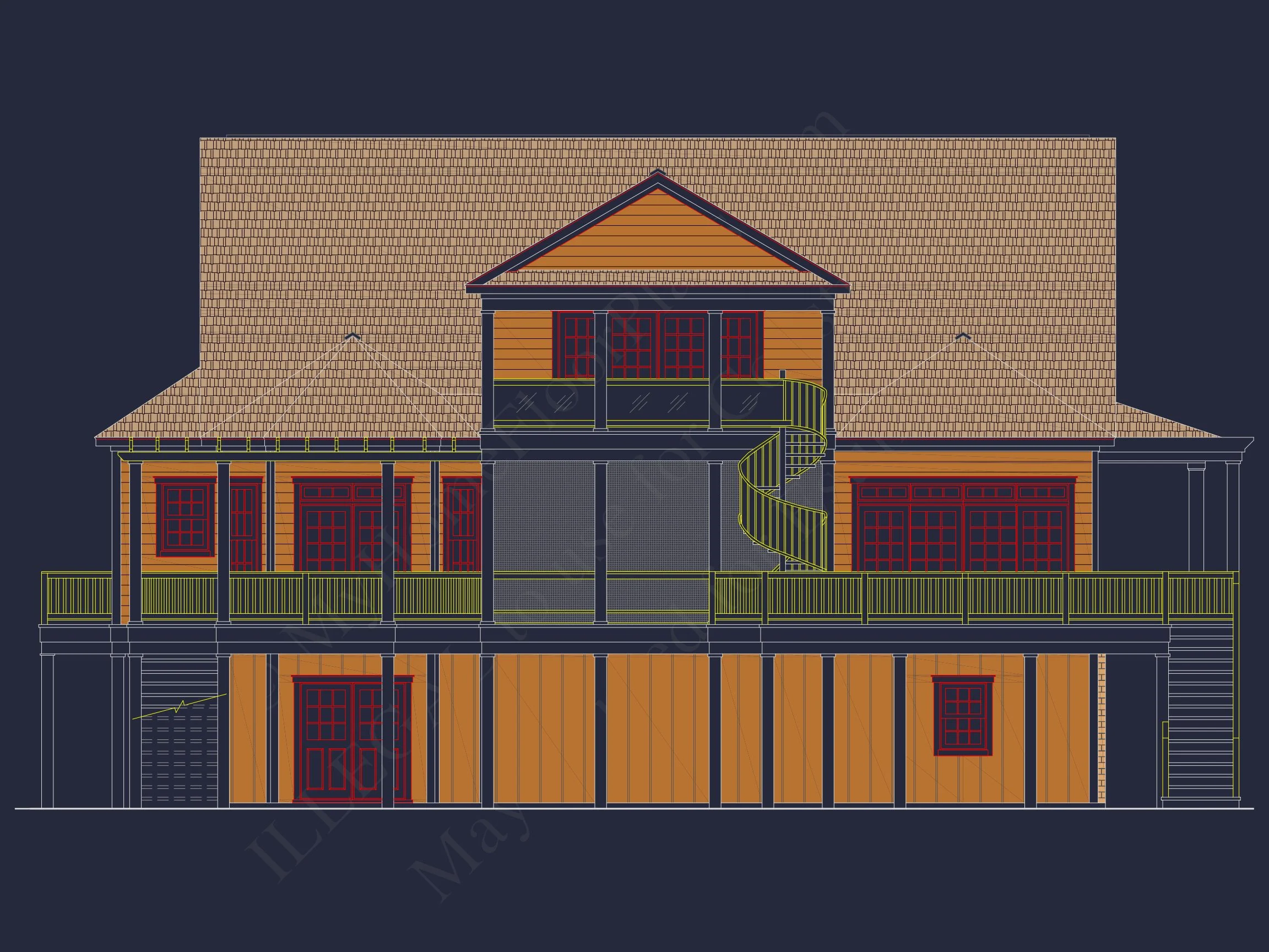 8-1383 HOUSE PLAN - Elegant Beach House Plan with Wraparound Porch and Spacious Design 5 Elegant Beach House Plan with Wrap Porch and Spacious Design