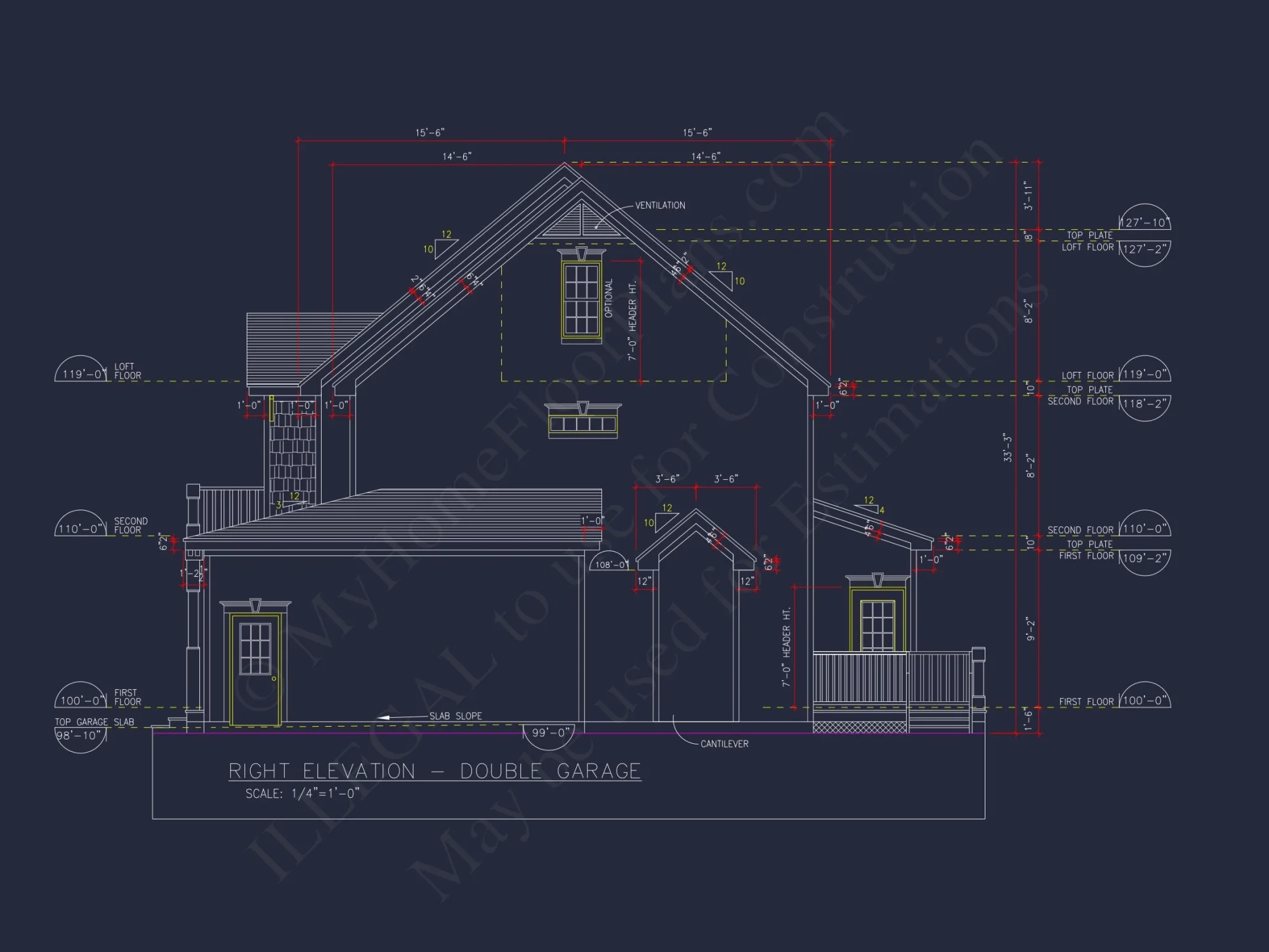 Beautiful 2-Story house Floor Plan with 3 Bedrooms and CAD Designs