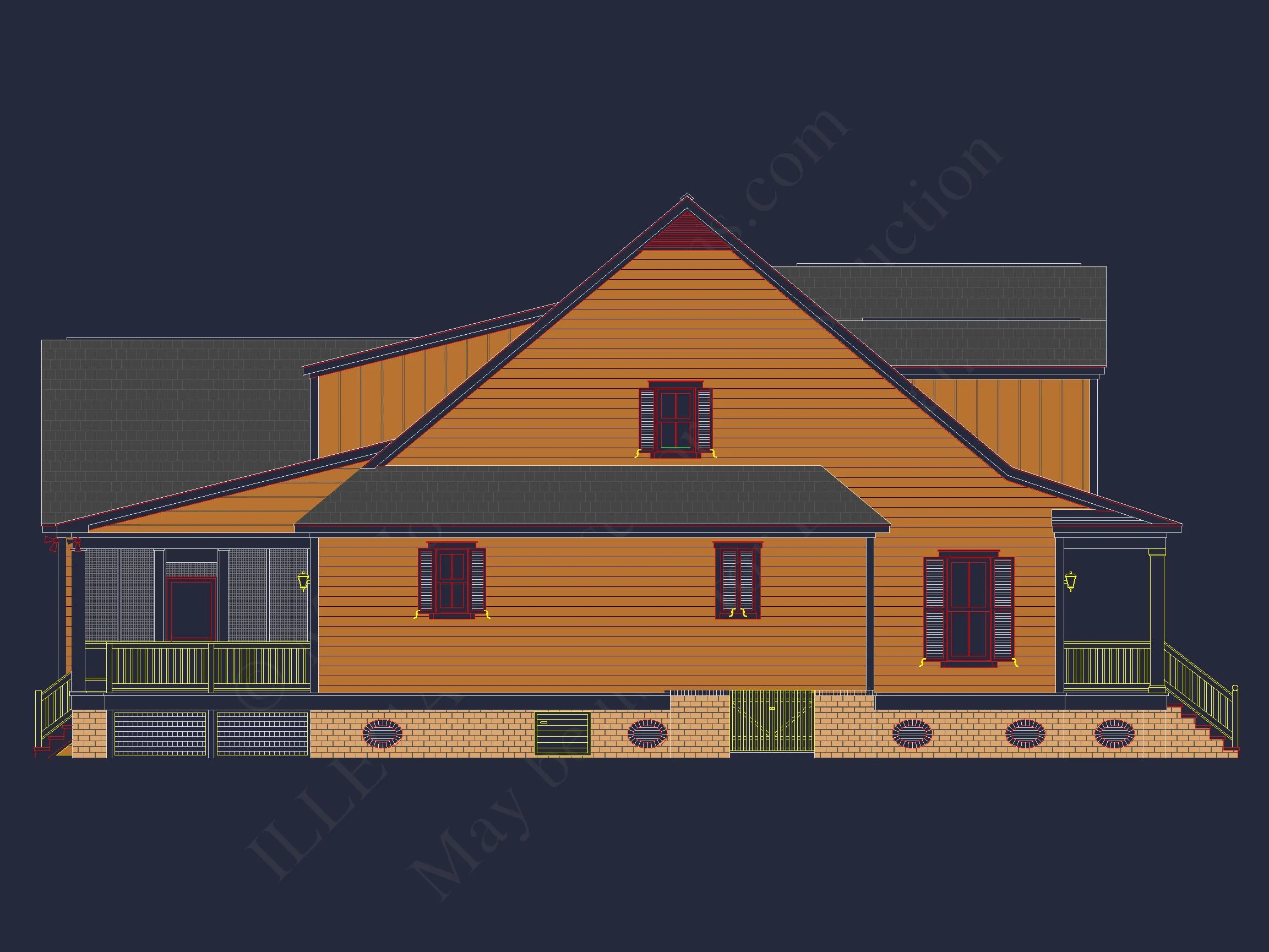 8-1225 HOUSE PLAN - Elegant 2-Story House Plan with CAD Designs and Colonial Style 77 "Two-story elegant colonial-style house with detailed CAD designs"