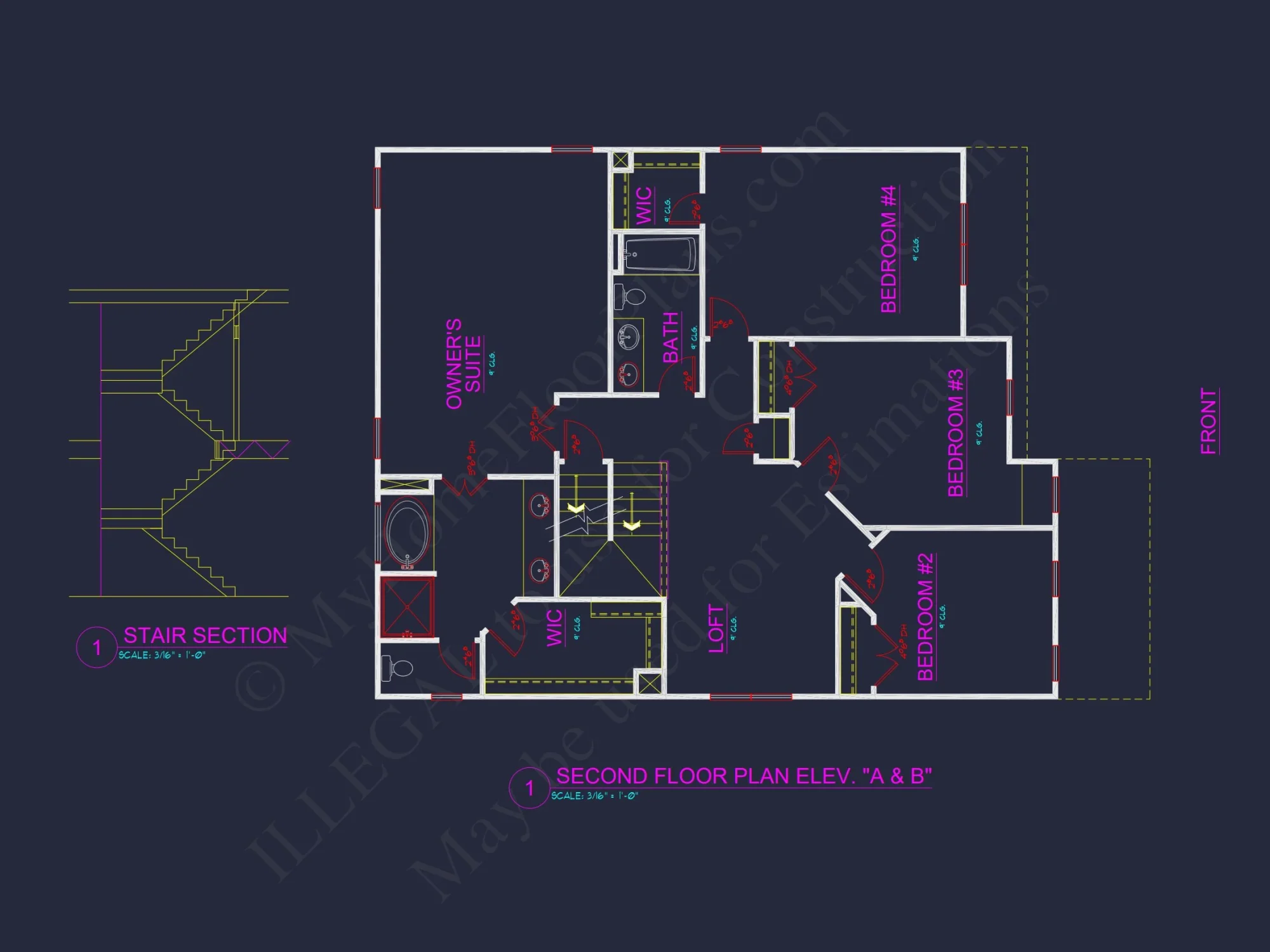 Craftsman house Plan with 4 Bedrooms, 3 Baths, and CAD Designs