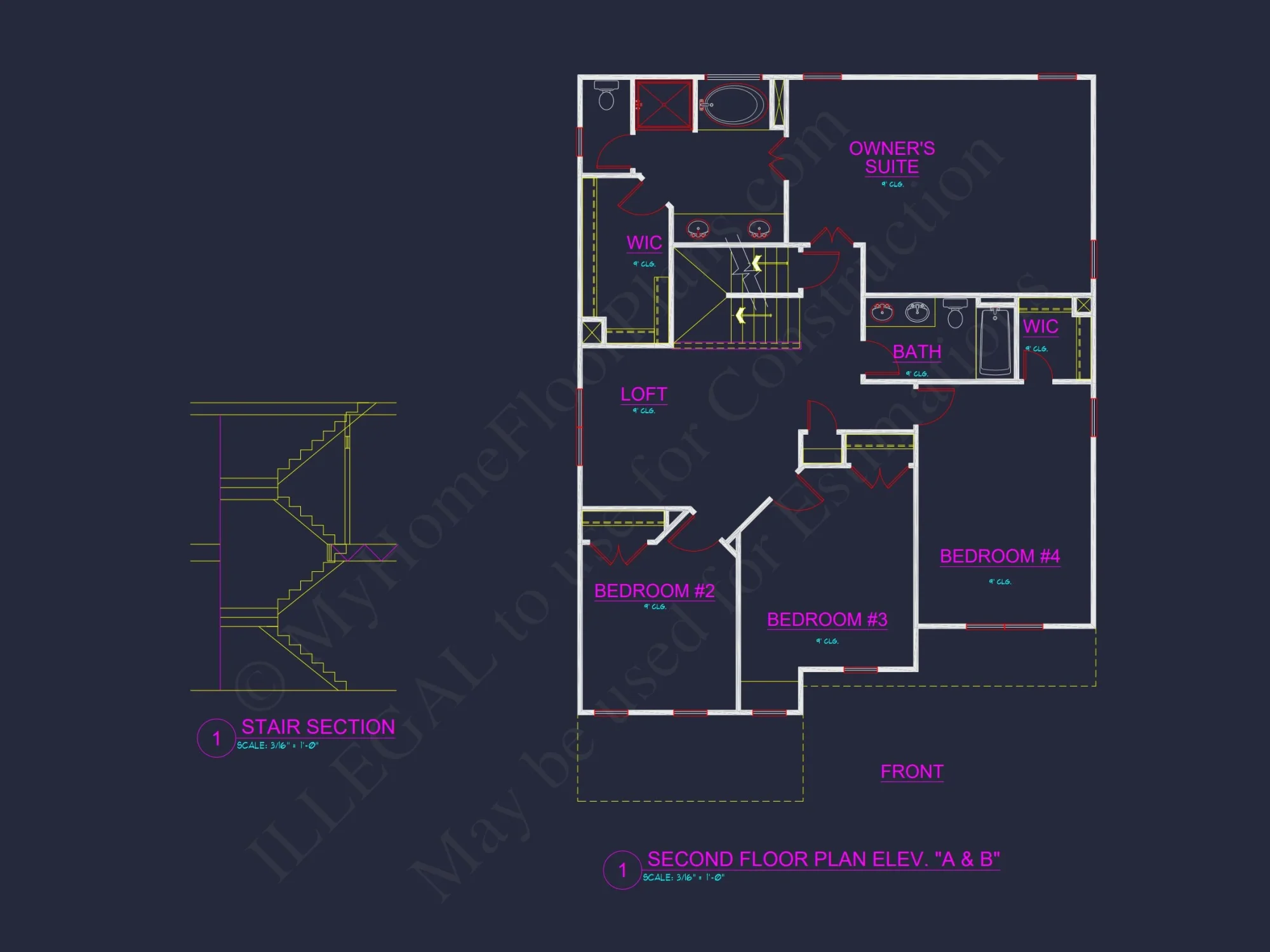Craftsman house Plan with 4 Bedrooms, 3 Baths, and CAD Designs