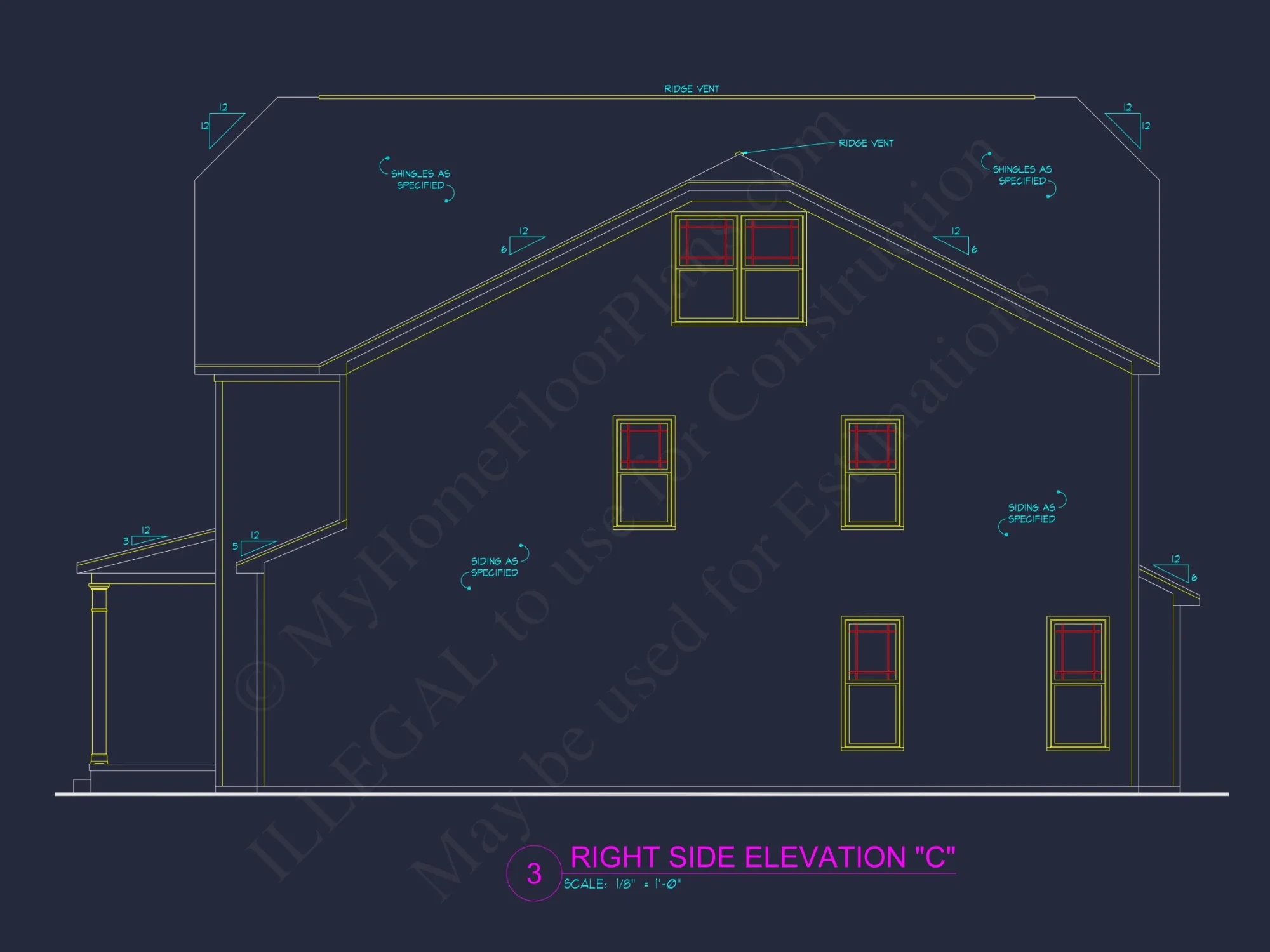 Craftsman house Plan with 4 Bedrooms, 3 Baths, and CAD Designs