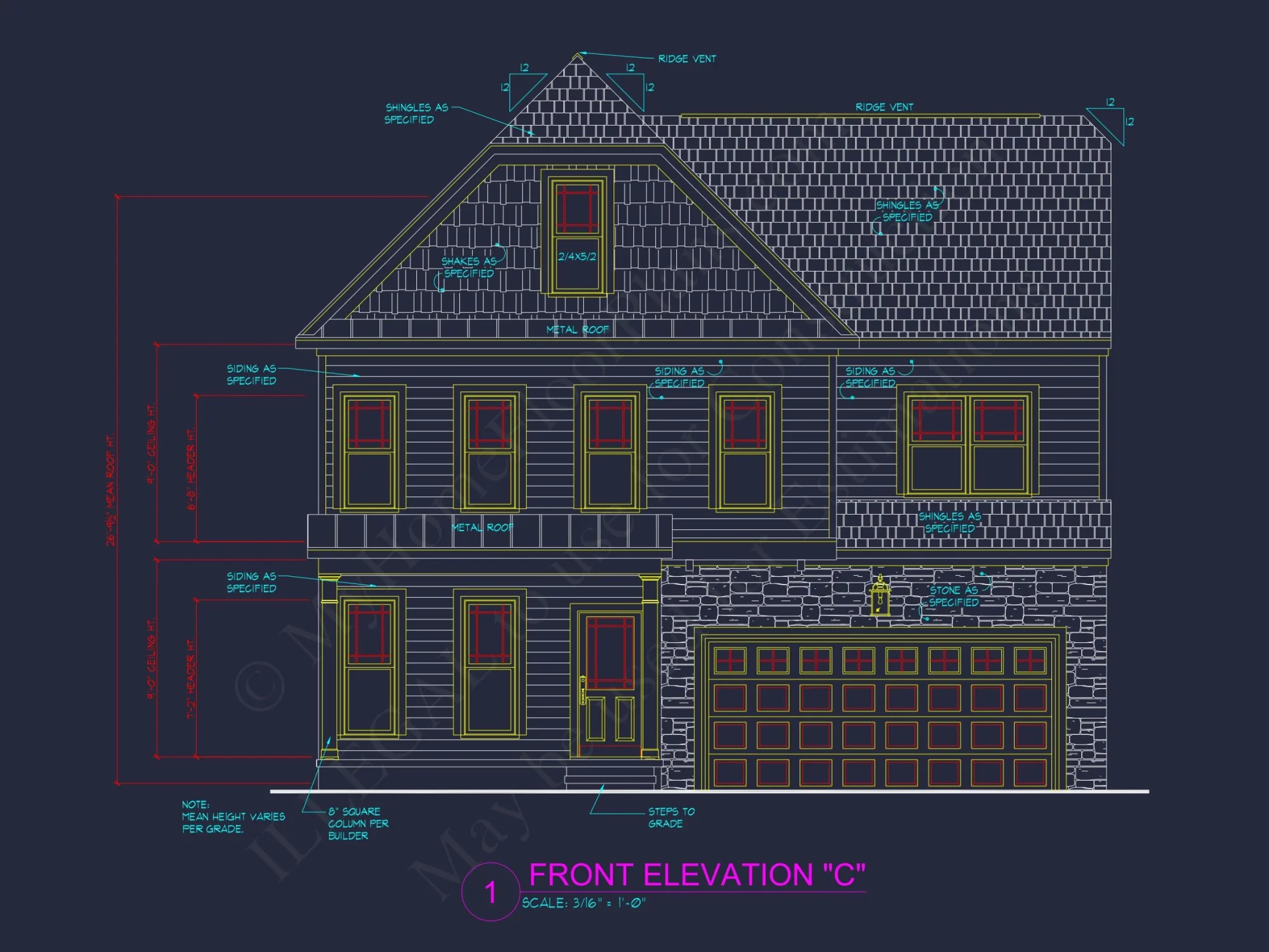 Craftsman house Plan with 4 Bedrooms, 3 Baths, and CAD Designs
